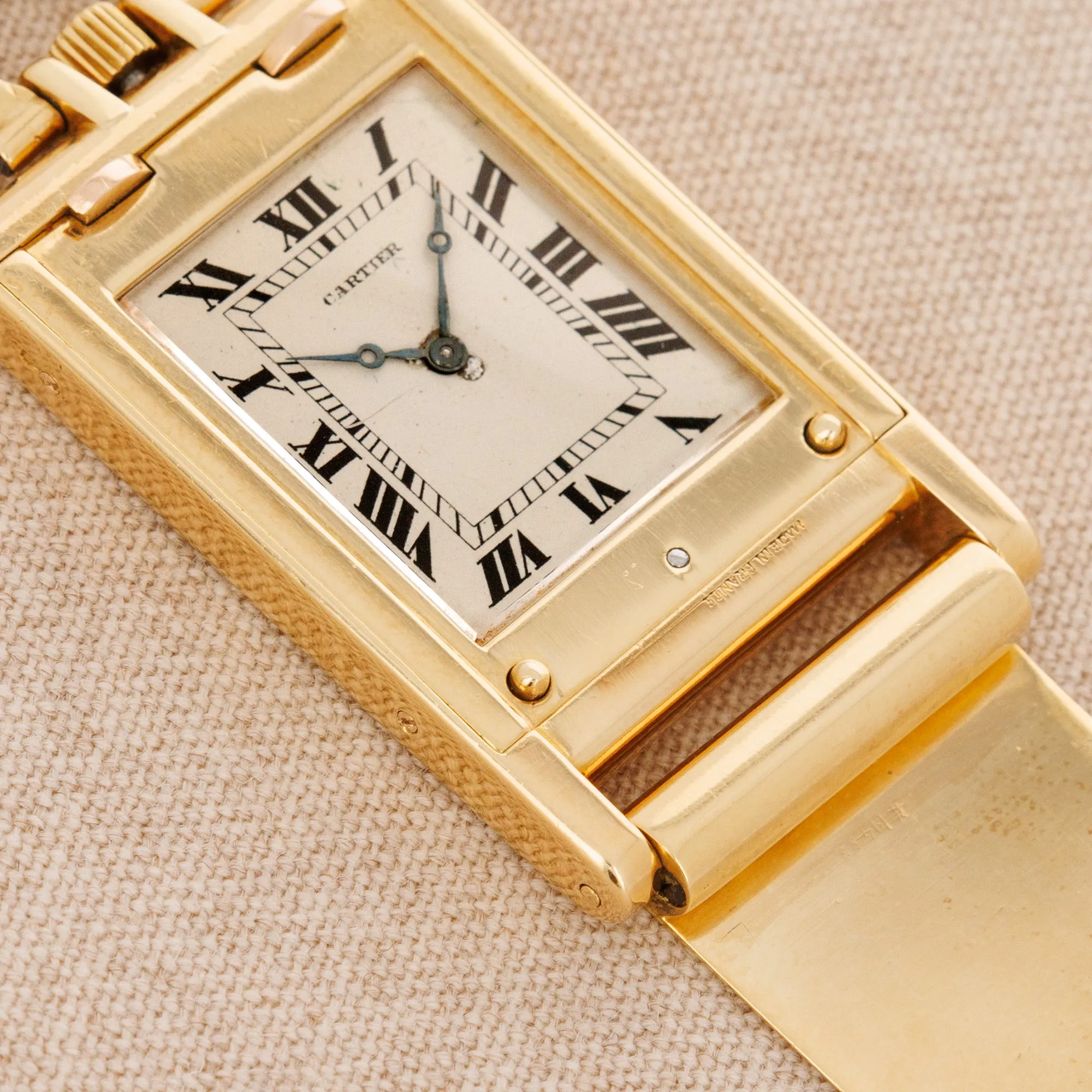 Cartier Yellow Gold Tank Travel Clock, Sold in London