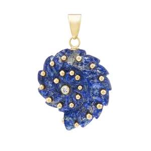 Carved Lapis Lazuli Ammonite Pendant