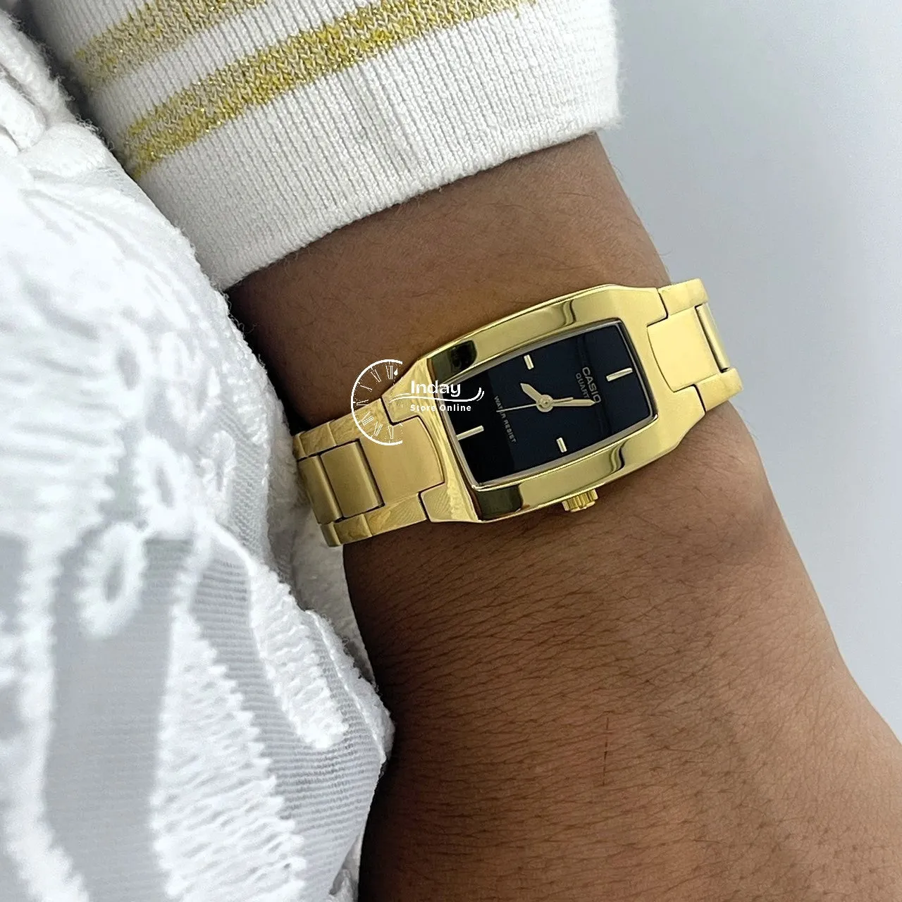 Casio Fashion Women's Watch LTP-1165N-1C Gold Plated Stainless Steel Band Mineral Glass