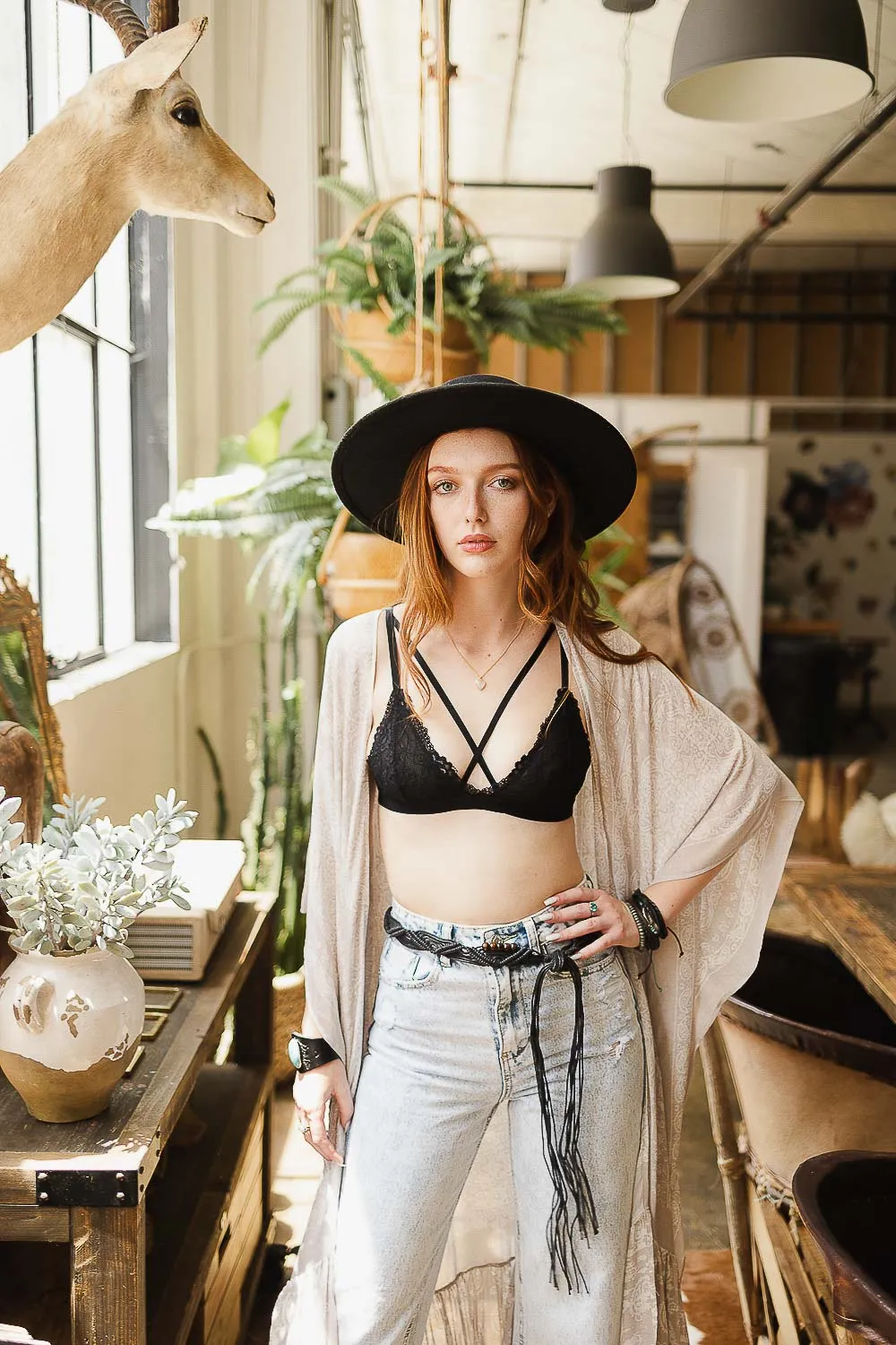 Center Cross Strap Lace Bralette - 2 colors