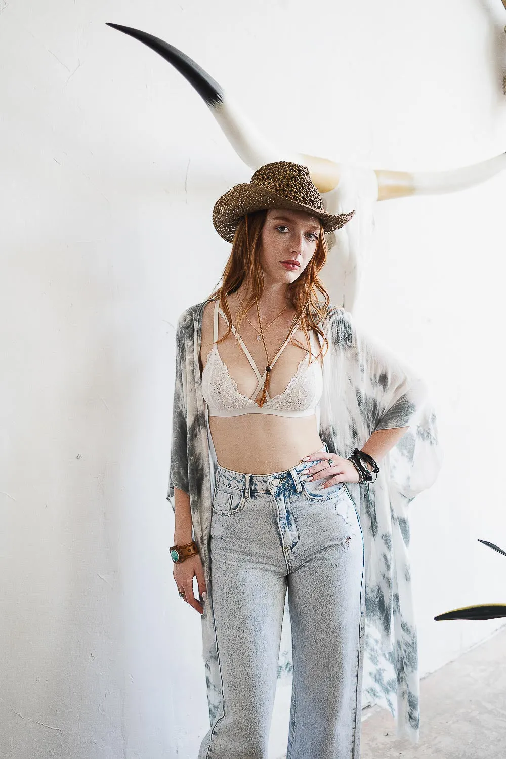 Center Cross Strap Lace Bralette - 2 colors