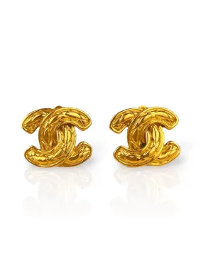 CHANEL CC Earrings Small Gold Tone 96A
