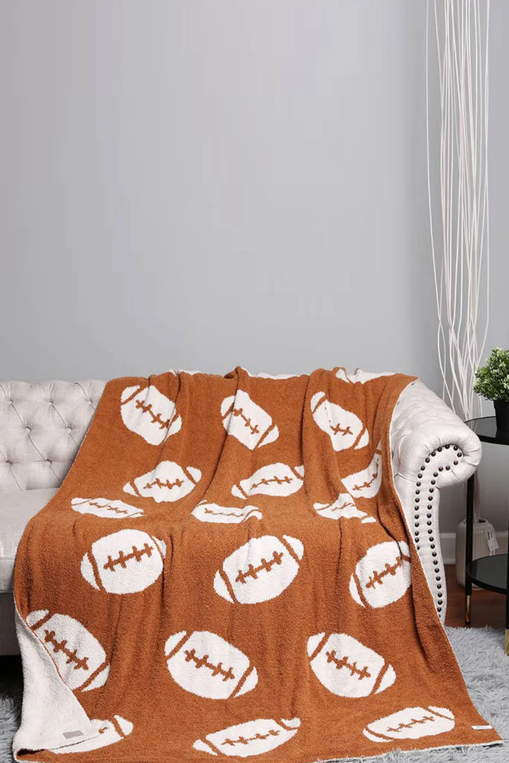 Chestnut Rugby Pattern Color Block Fleece Blanket 127*152cm