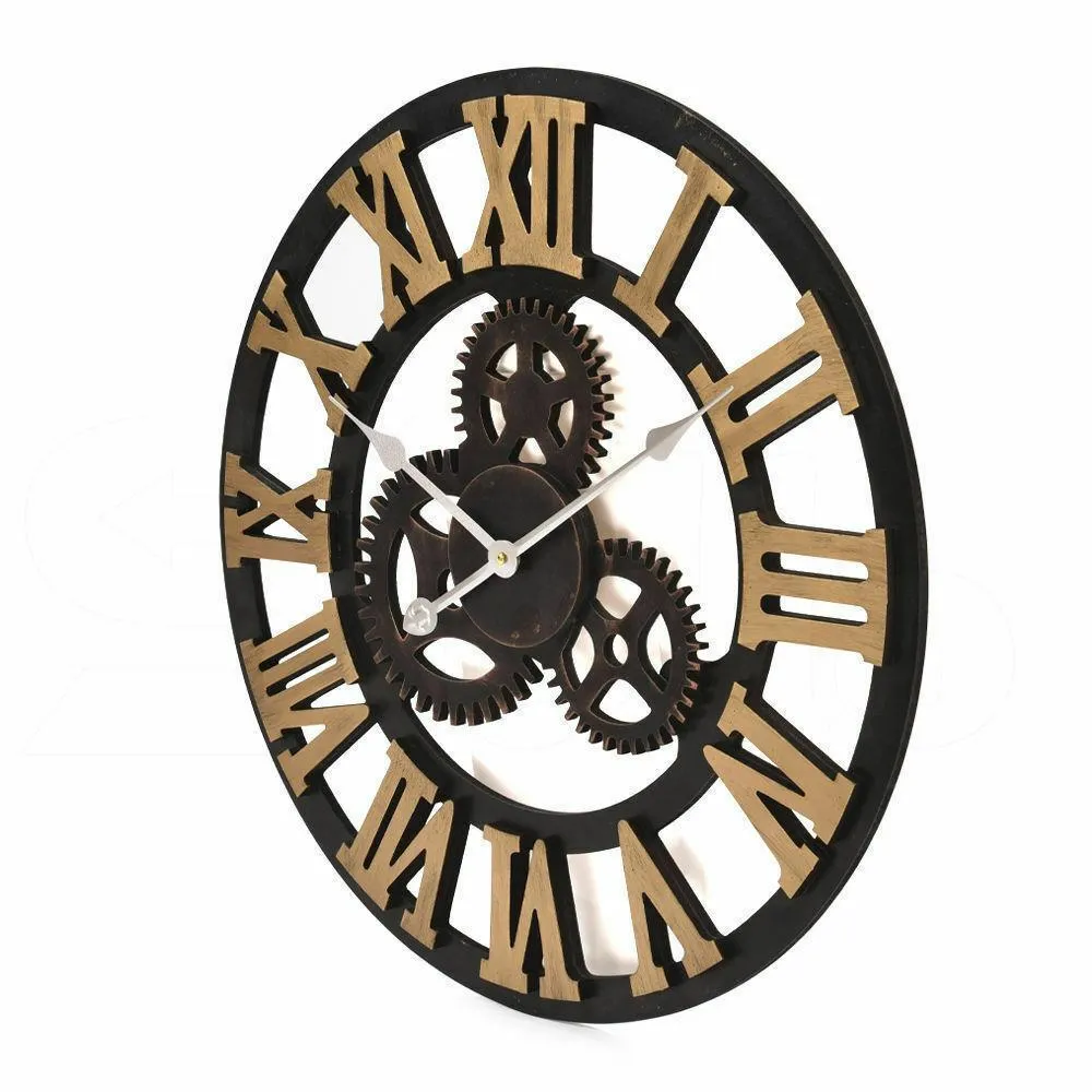 Chic Large Art Wall Clock Rustic Iron Metal Vintage Industrial luxury French