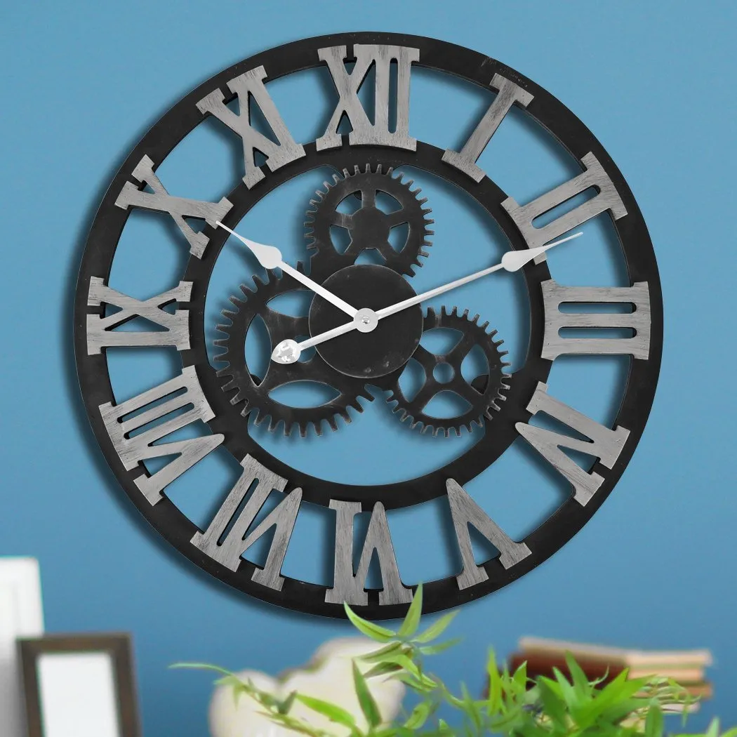 Chic Large Art Wall Clock Rustic Iron Metal Vintage Industrial luxury French