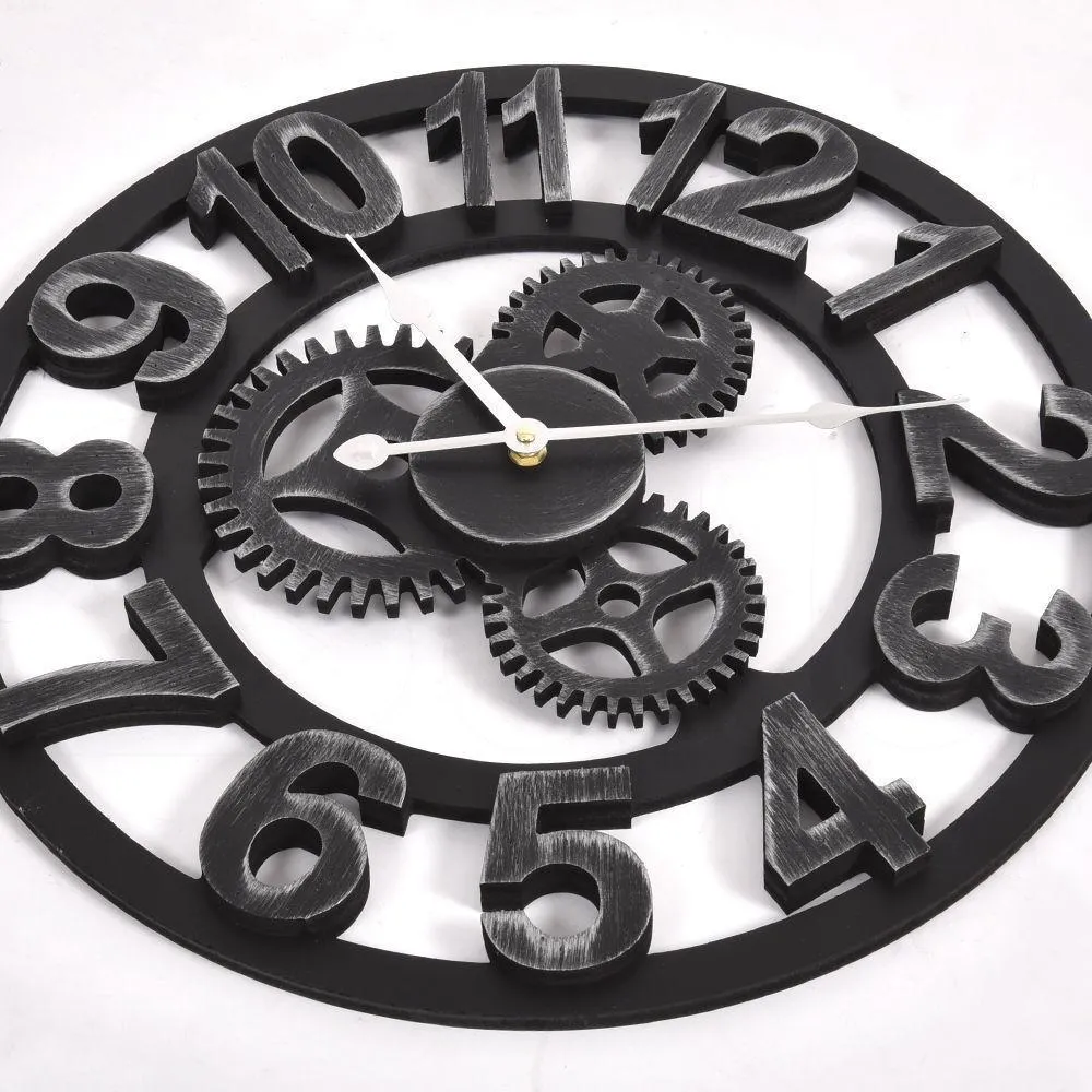 Chic Large Art Wall Clock Rustic Iron Metal Vintage Industrial luxury French