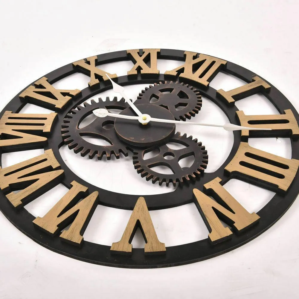 Chic Large Art Wall Clock Rustic Iron Metal Vintage Industrial luxury French