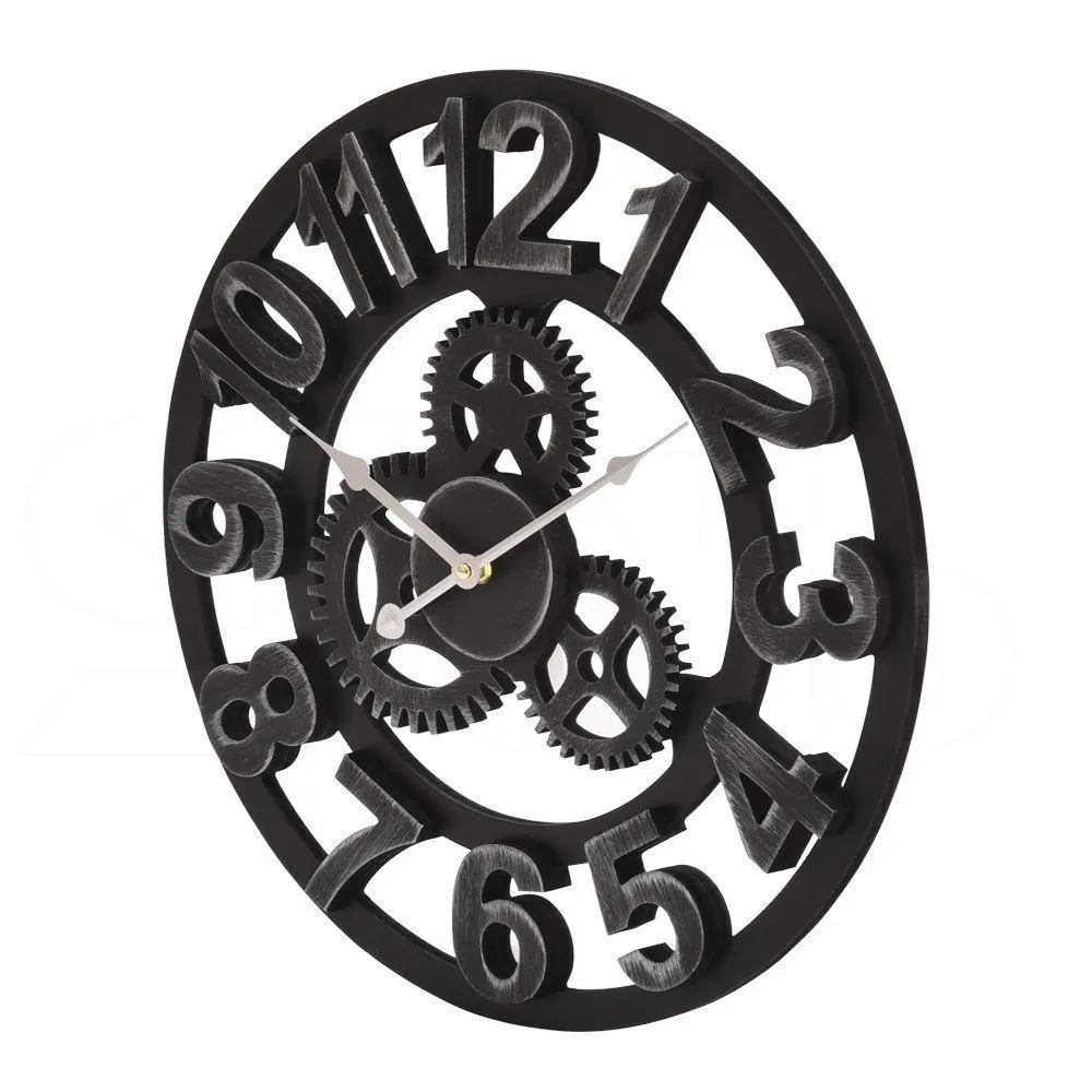 Chic Large Art Wall Clock Rustic Iron Metal Vintage Industrial luxury French