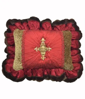 Christmas Pillow Red Silk Jeweled Cross 18x13(not incl. ruffle)