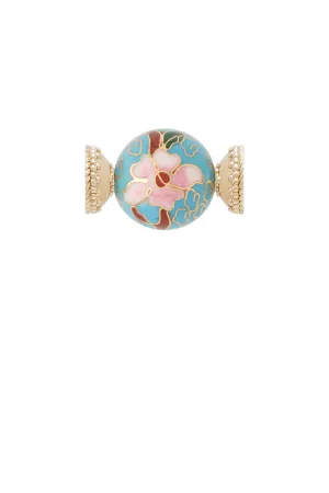 Clara Williams Teal Floral Cloisonne Centerpiece