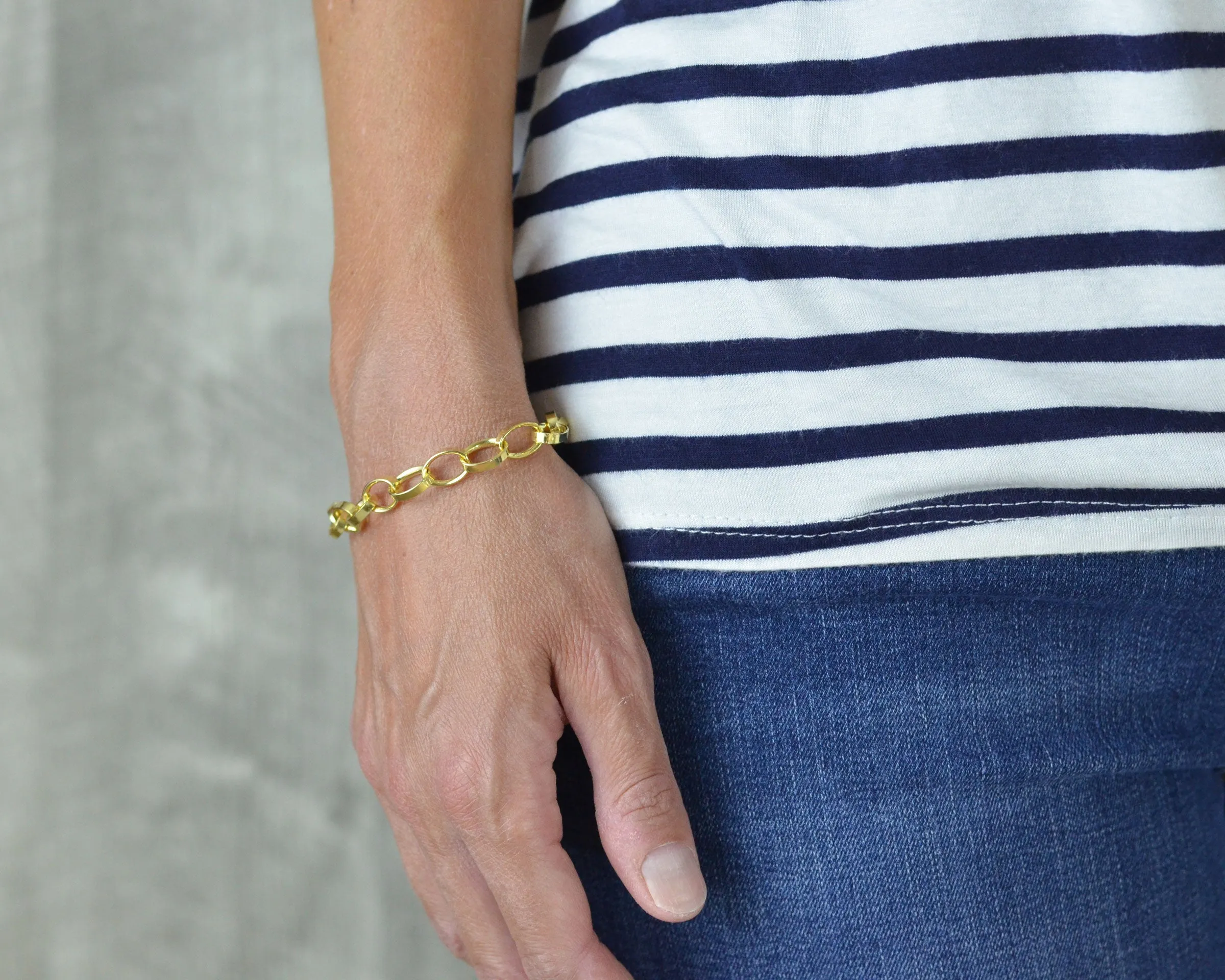 CLASSIC GOLD VERMEIL CHARM BRACELET - TOGGLE CLASP