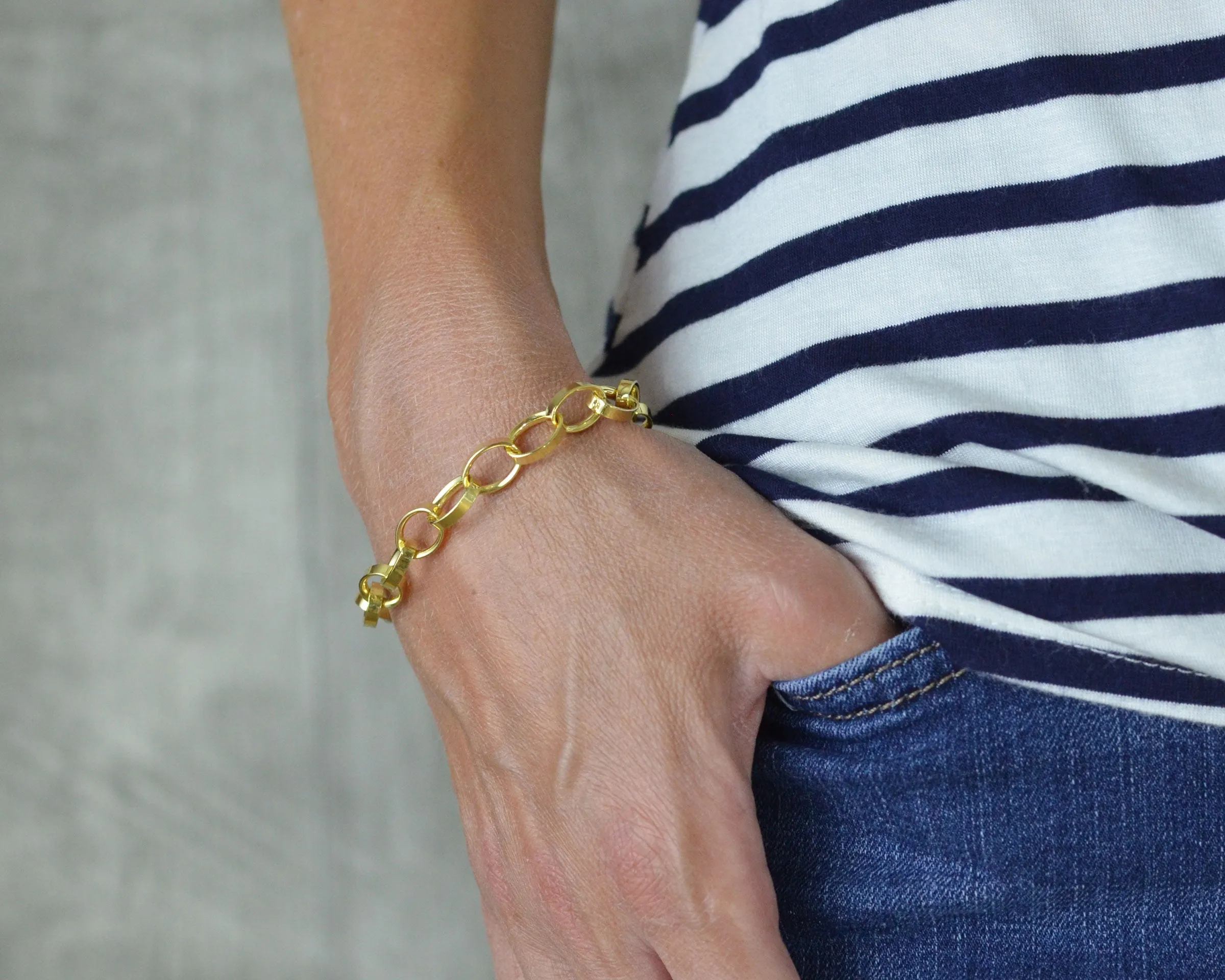 CLASSIC GOLD VERMEIL CHARM BRACELET - TOGGLE CLASP