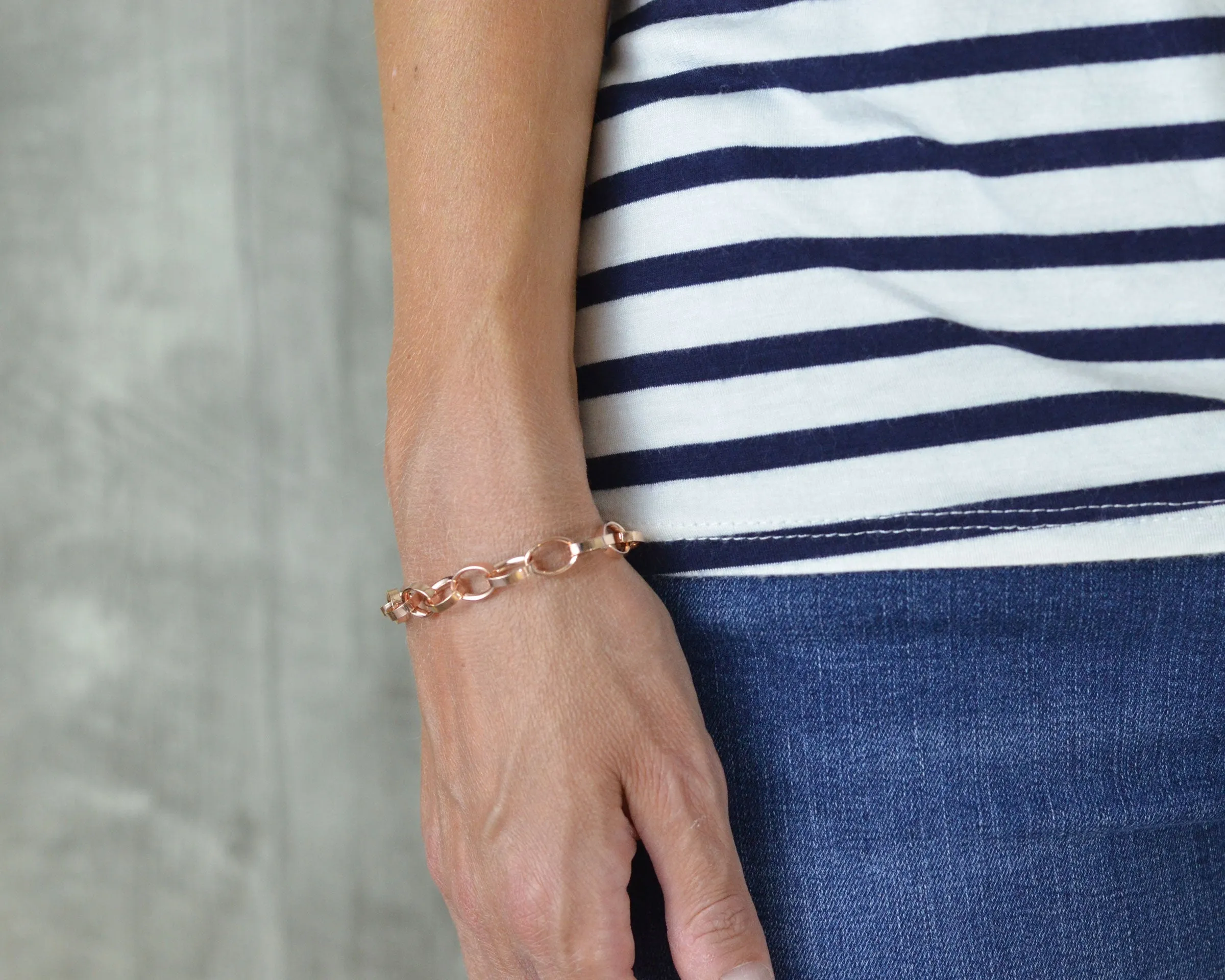 CLASSIC ROSE GOLD VERMEIL CHARM BRACELET - LOBSTER CLASP