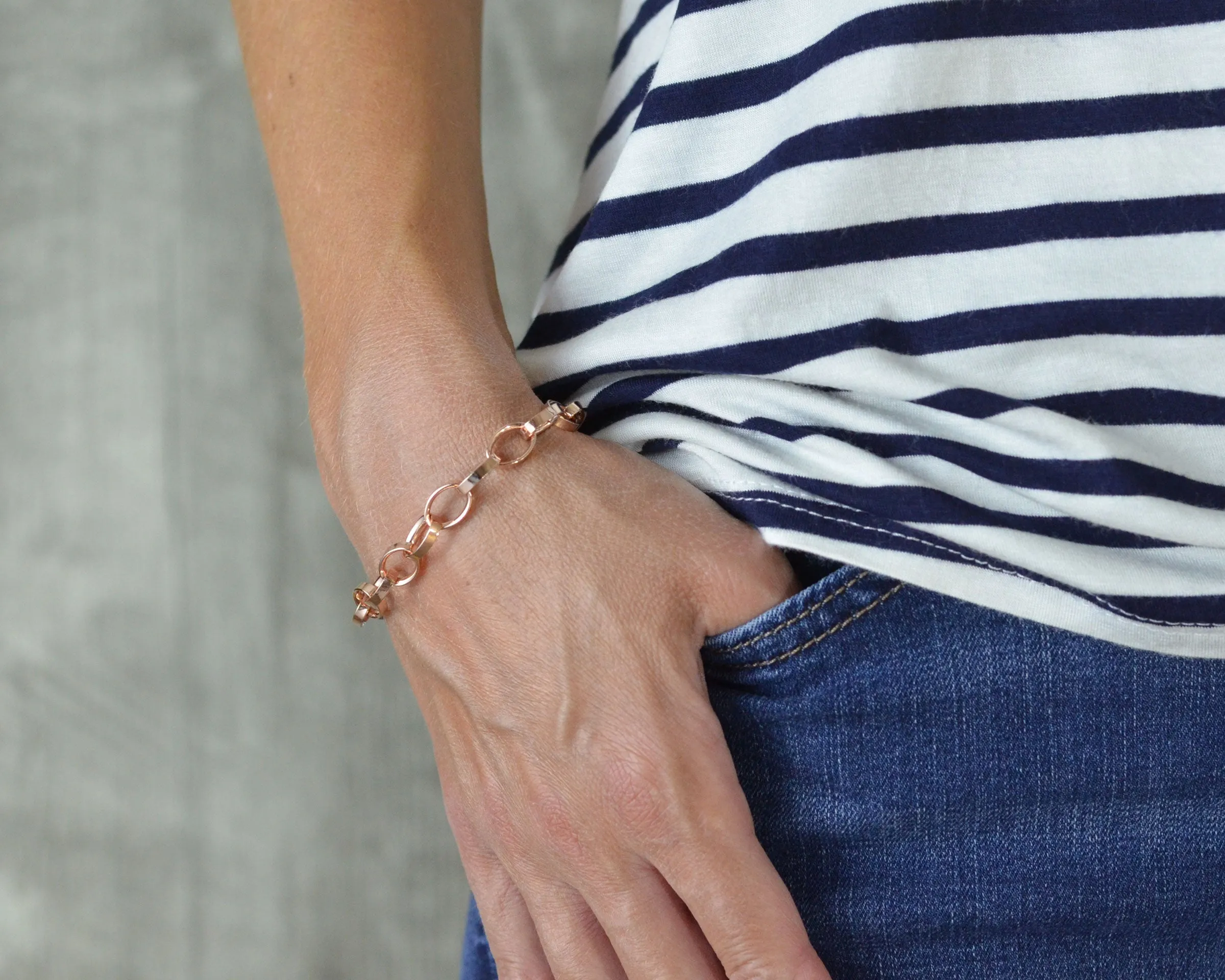 CLASSIC ROSE GOLD VERMEIL CHARM BRACELET - LOBSTER CLASP