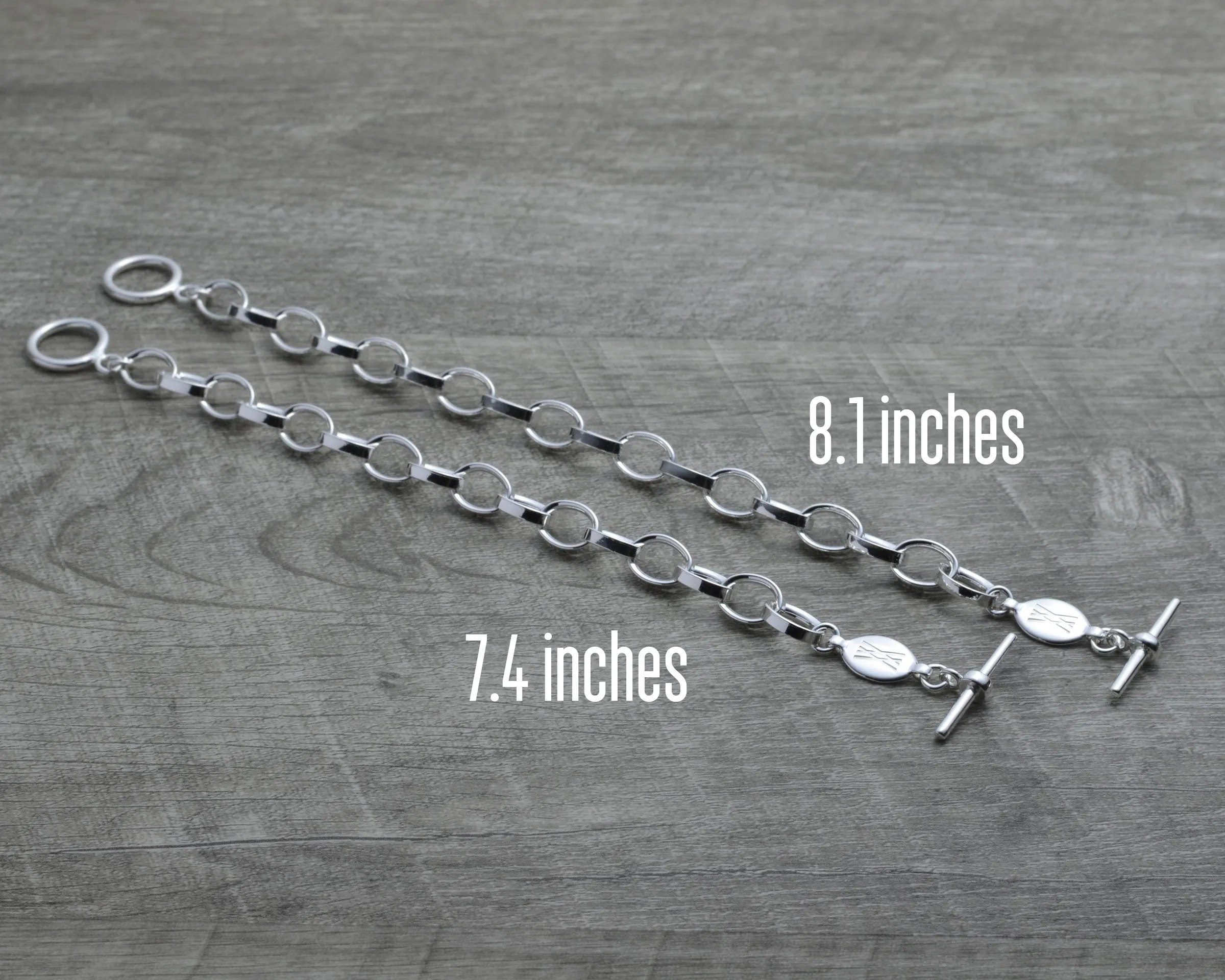 CLASSIC STERLING SILVER CHARM BRACELET - TOGGLE CLASP