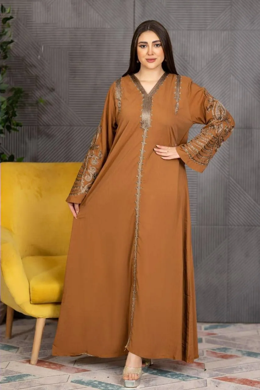 Cotton abaya with hand embroidery