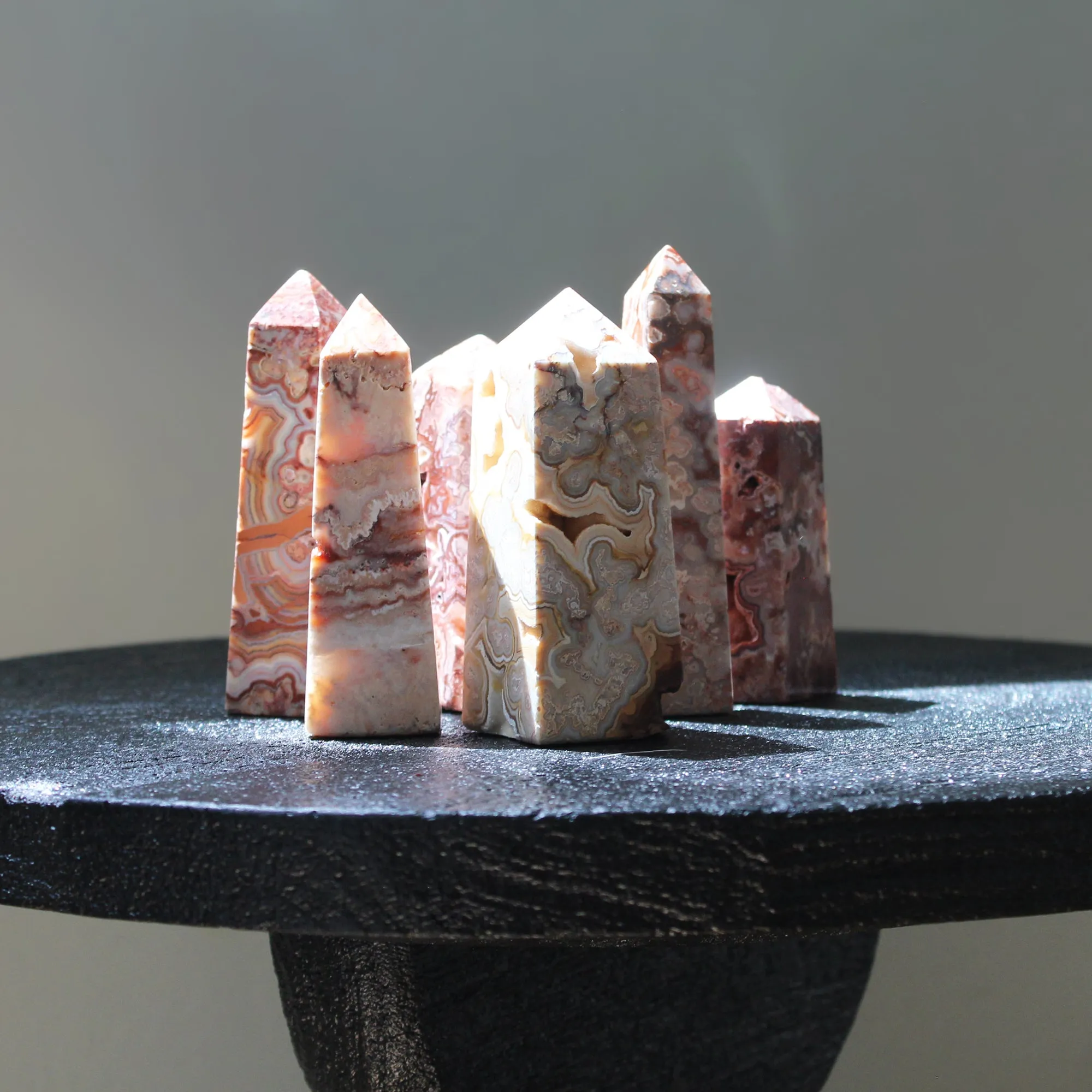 Crazy Lace Agate Geode Towers
