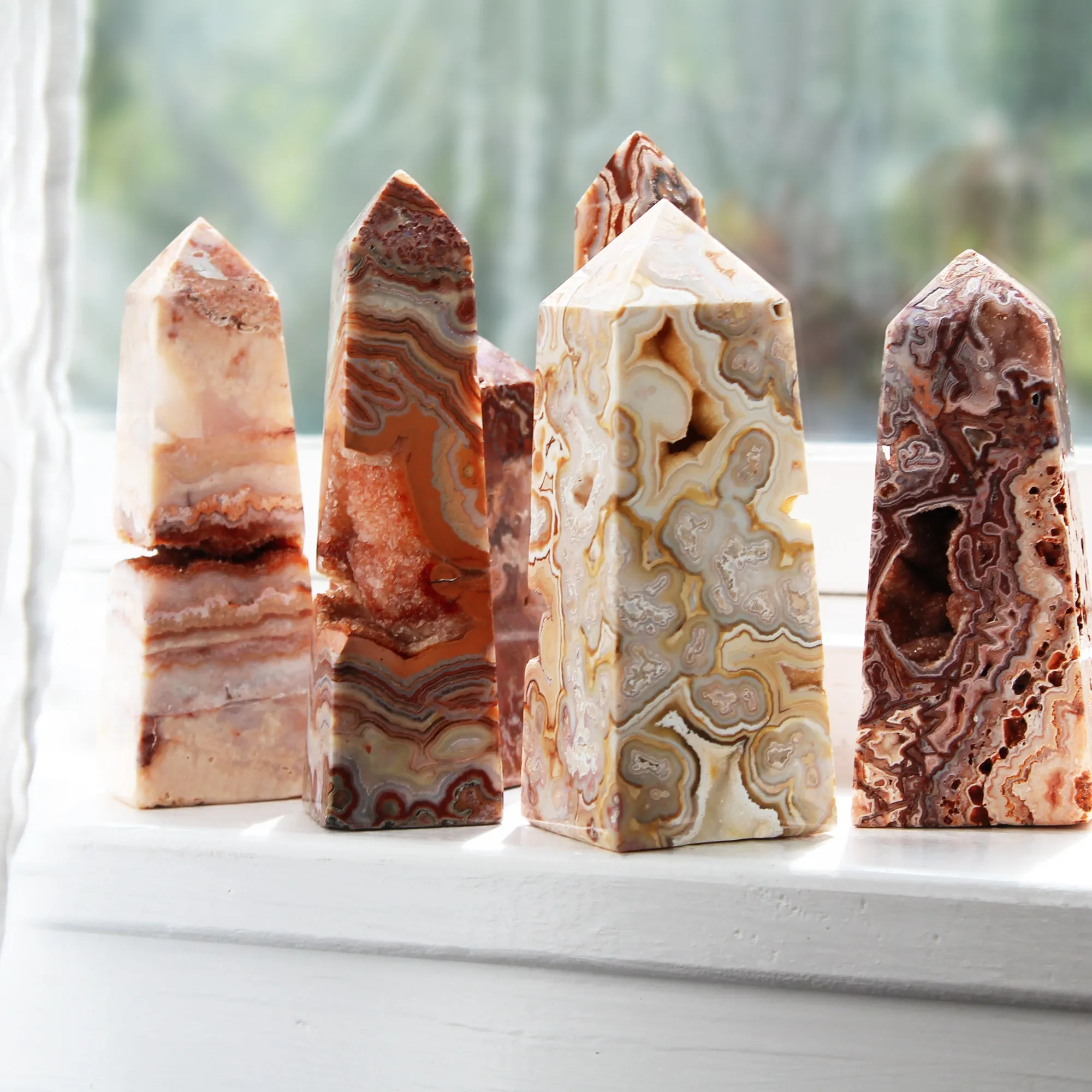 Crazy Lace Agate Geode Towers