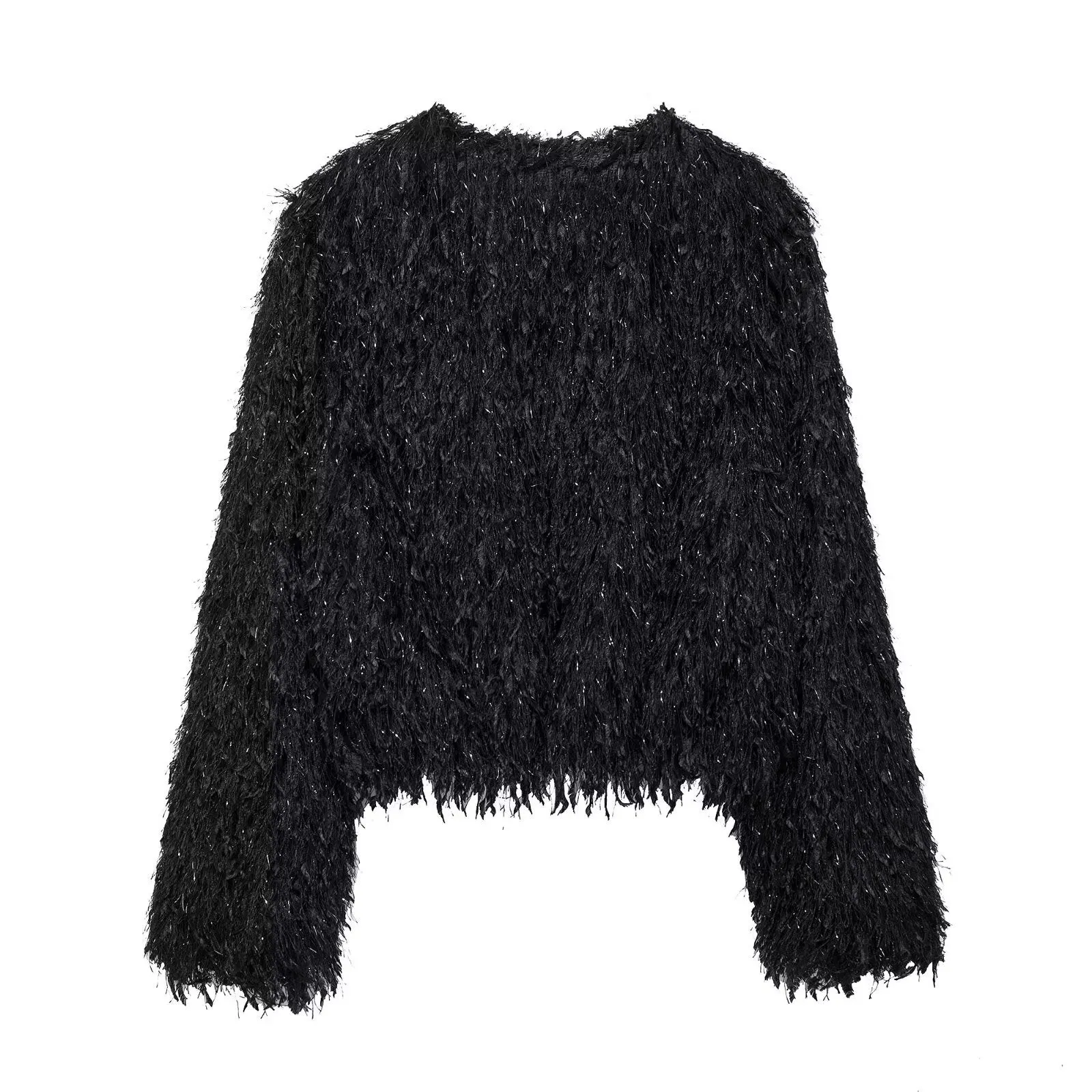 Crew Neck Furry Coat