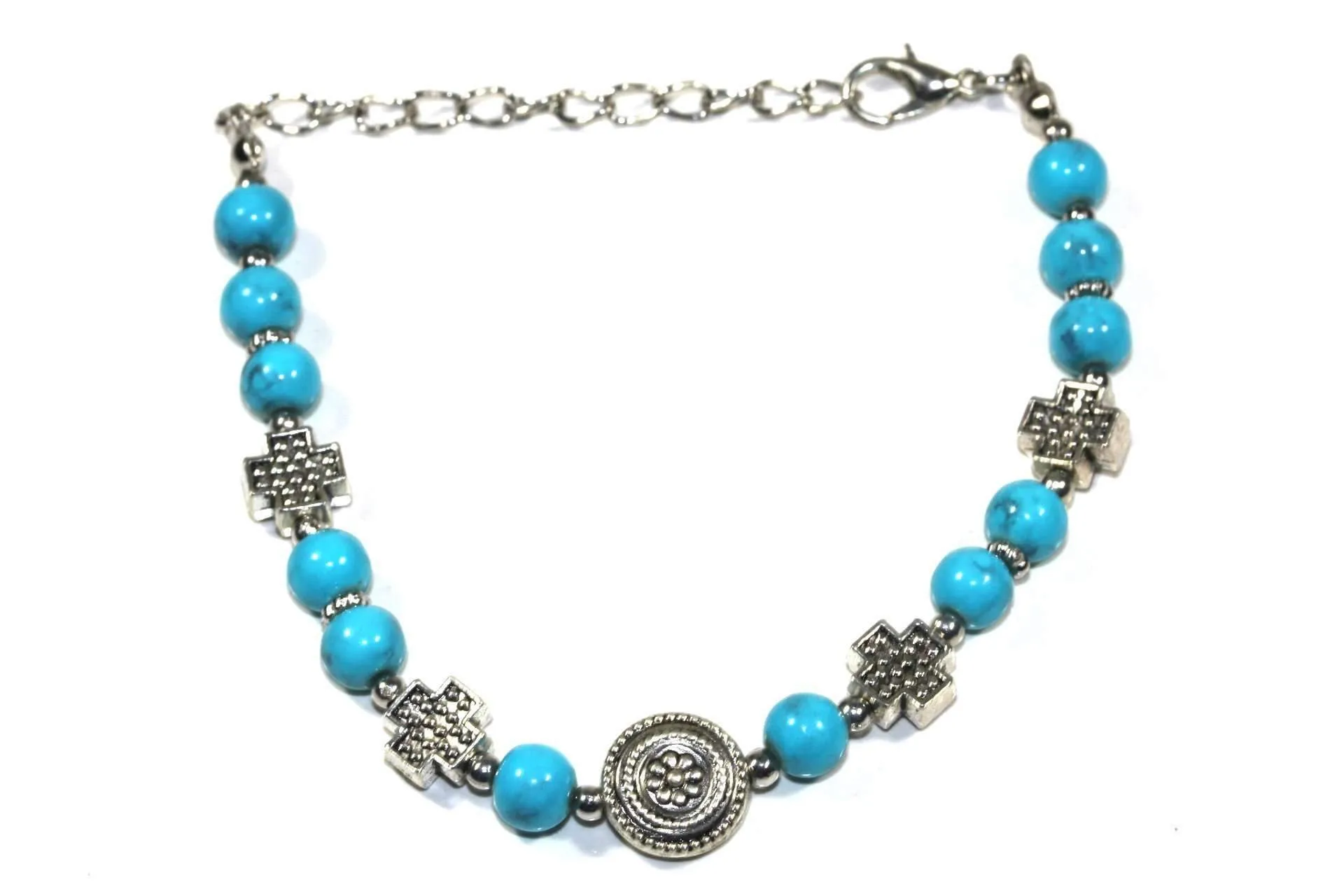 Cross & Flower Charm Bracelet