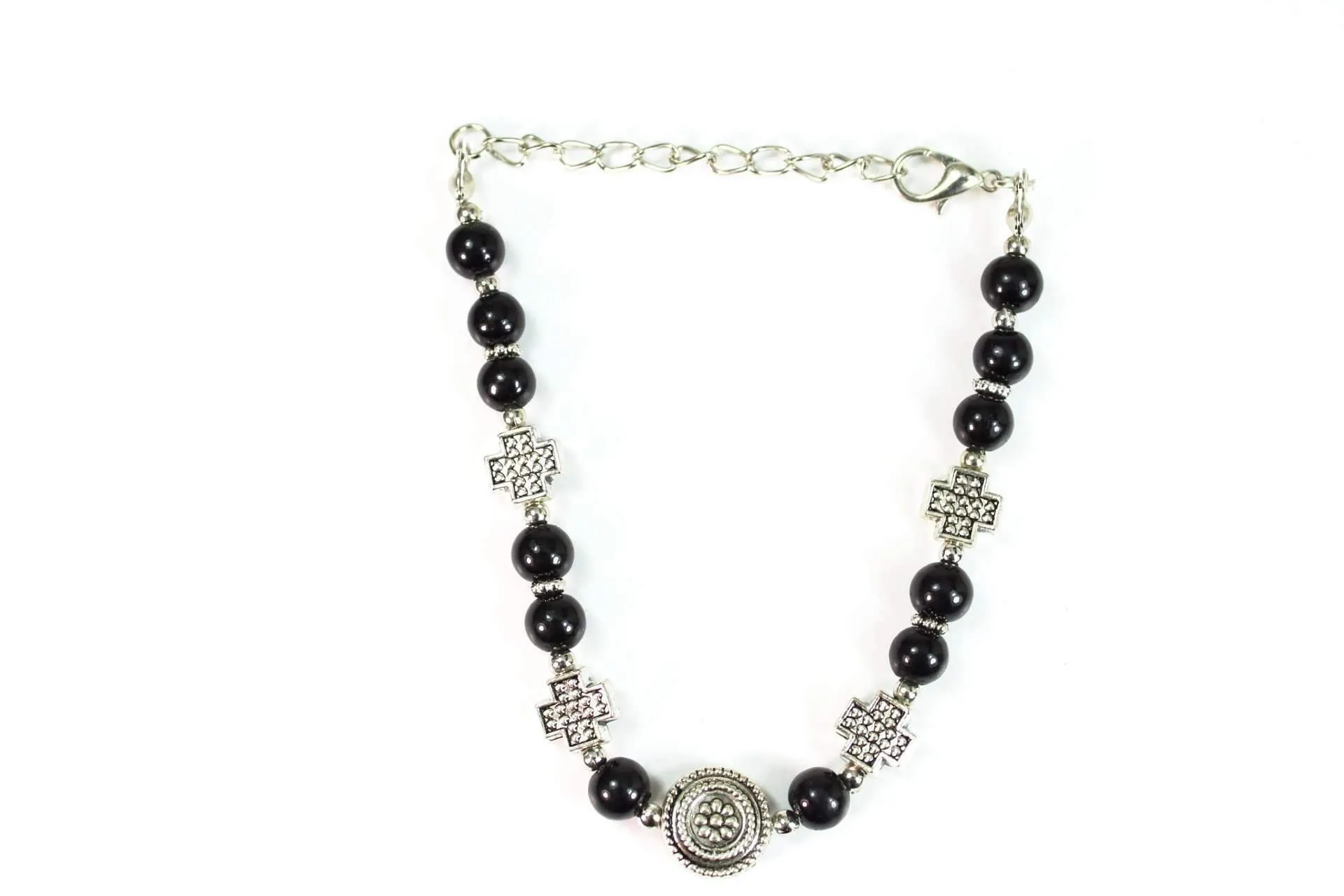Cross & Flower Charm Bracelet