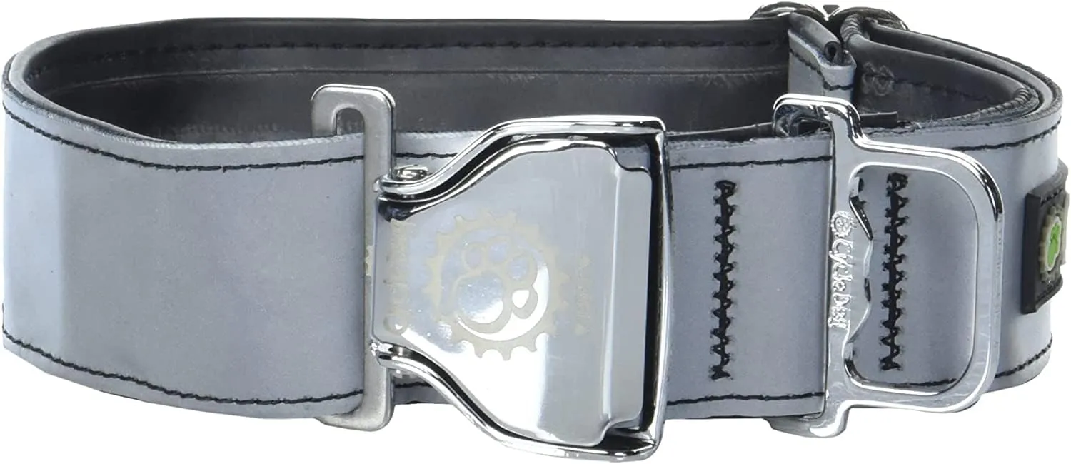 Cycle Dog Reflective Collar Wide Silver Reflective