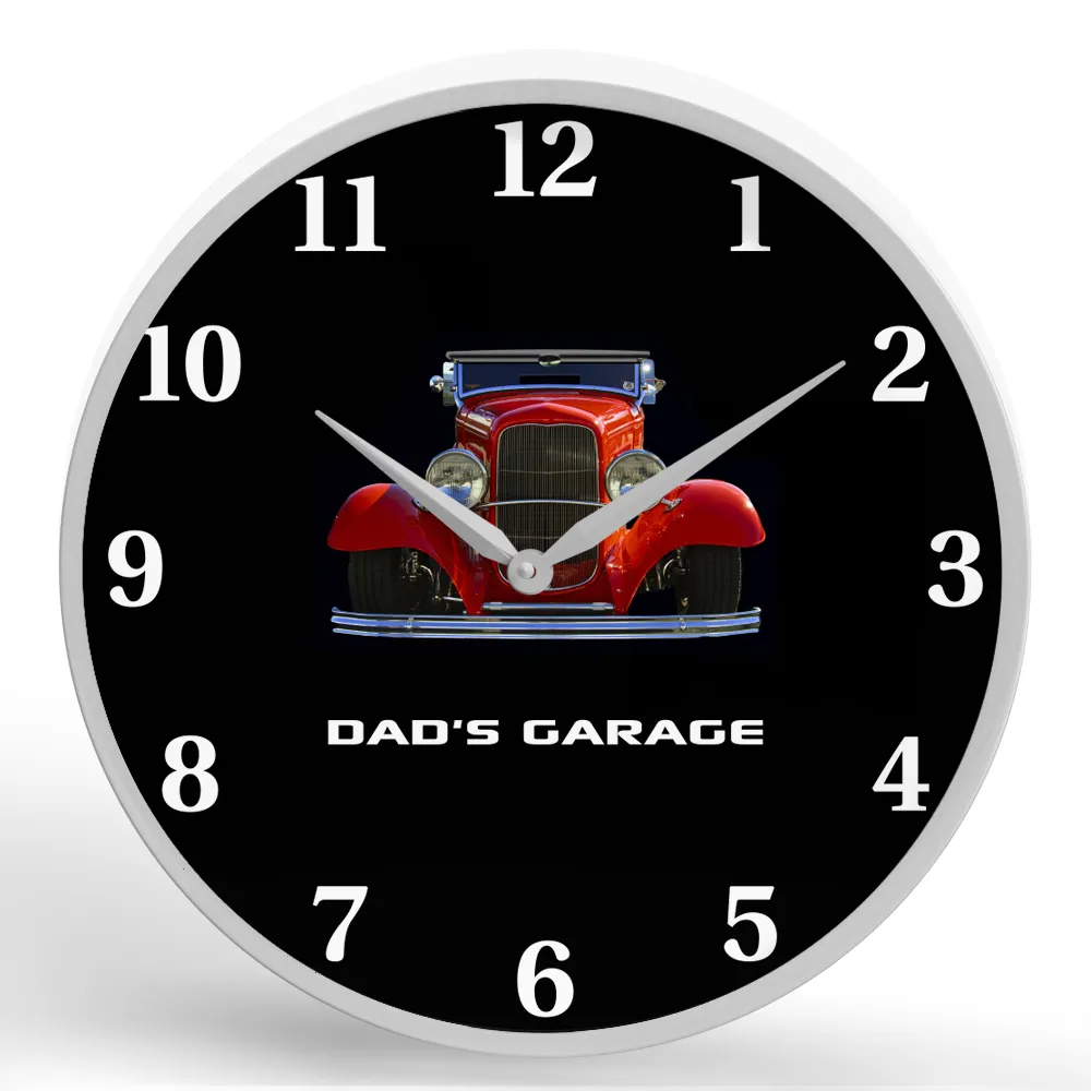 Dad's Garage <br>Round Framed Wall Clock 11.75"