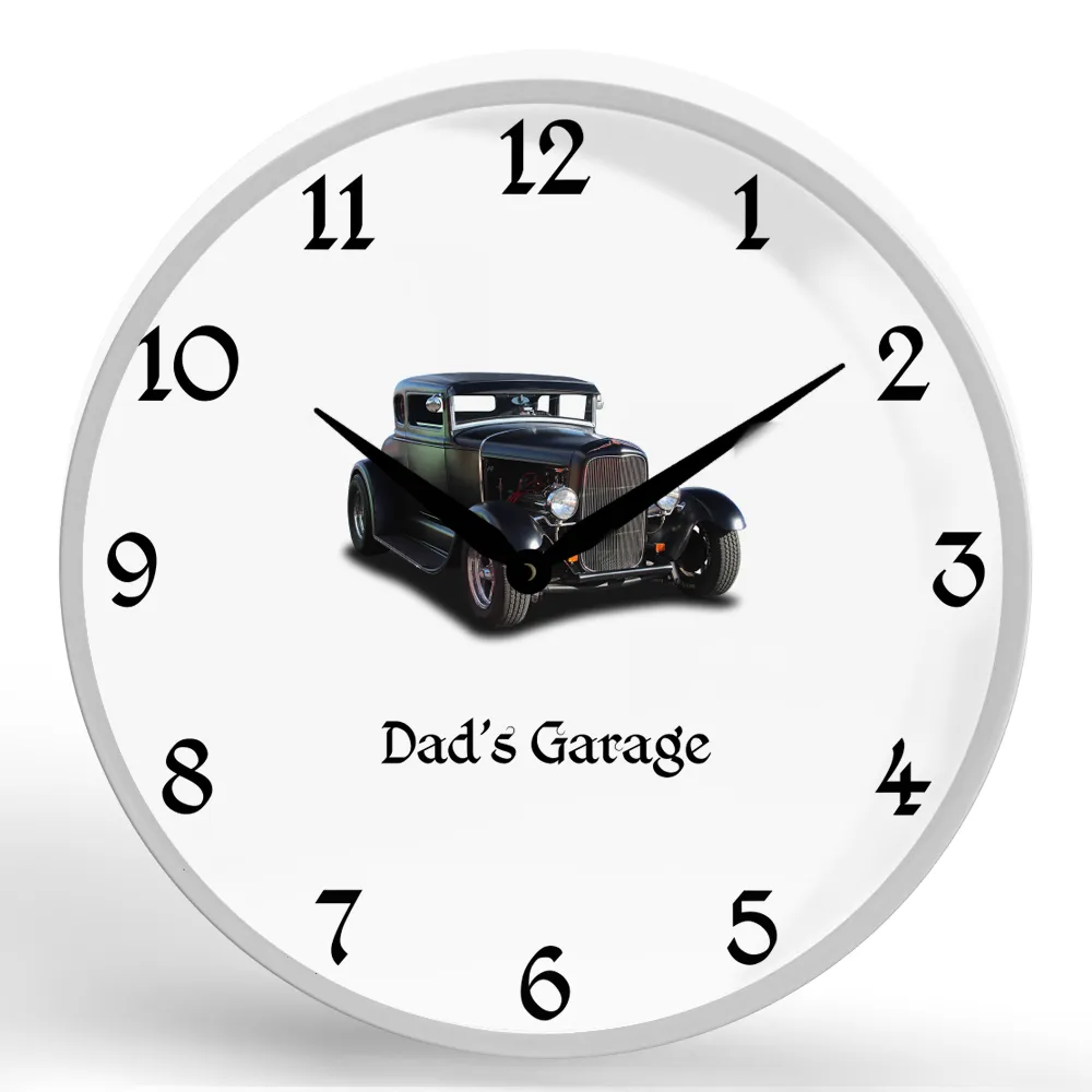 Dad's Garage <br>Round Framed Wall Clock 11.75"