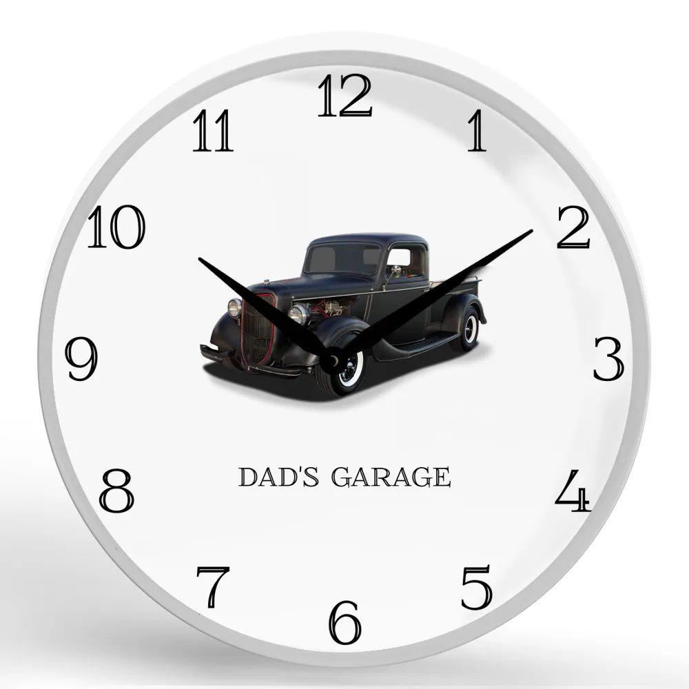 Dad's Garage <br>Round Framed Wall Clock 11.75"