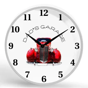 Dad's Garage <br>Round Framed Wall Clock 11.75"