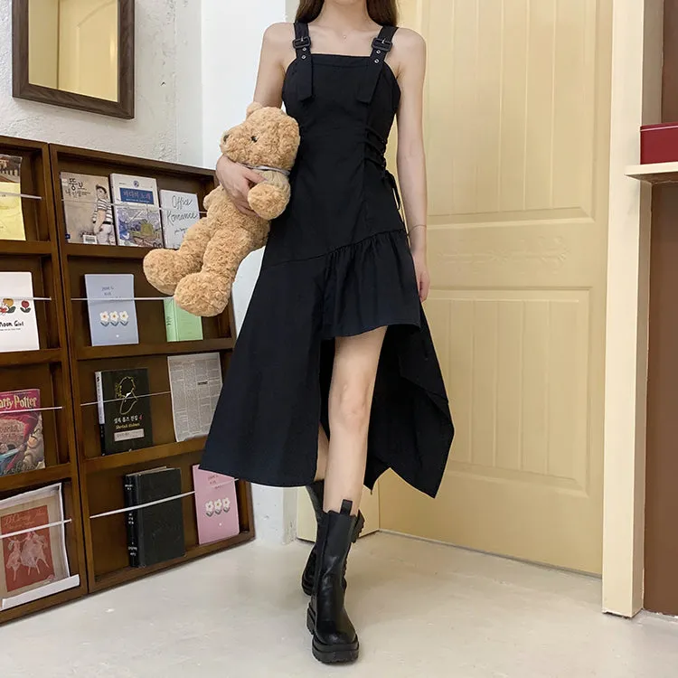 Dark Suspender Strap Long Dress SD01405