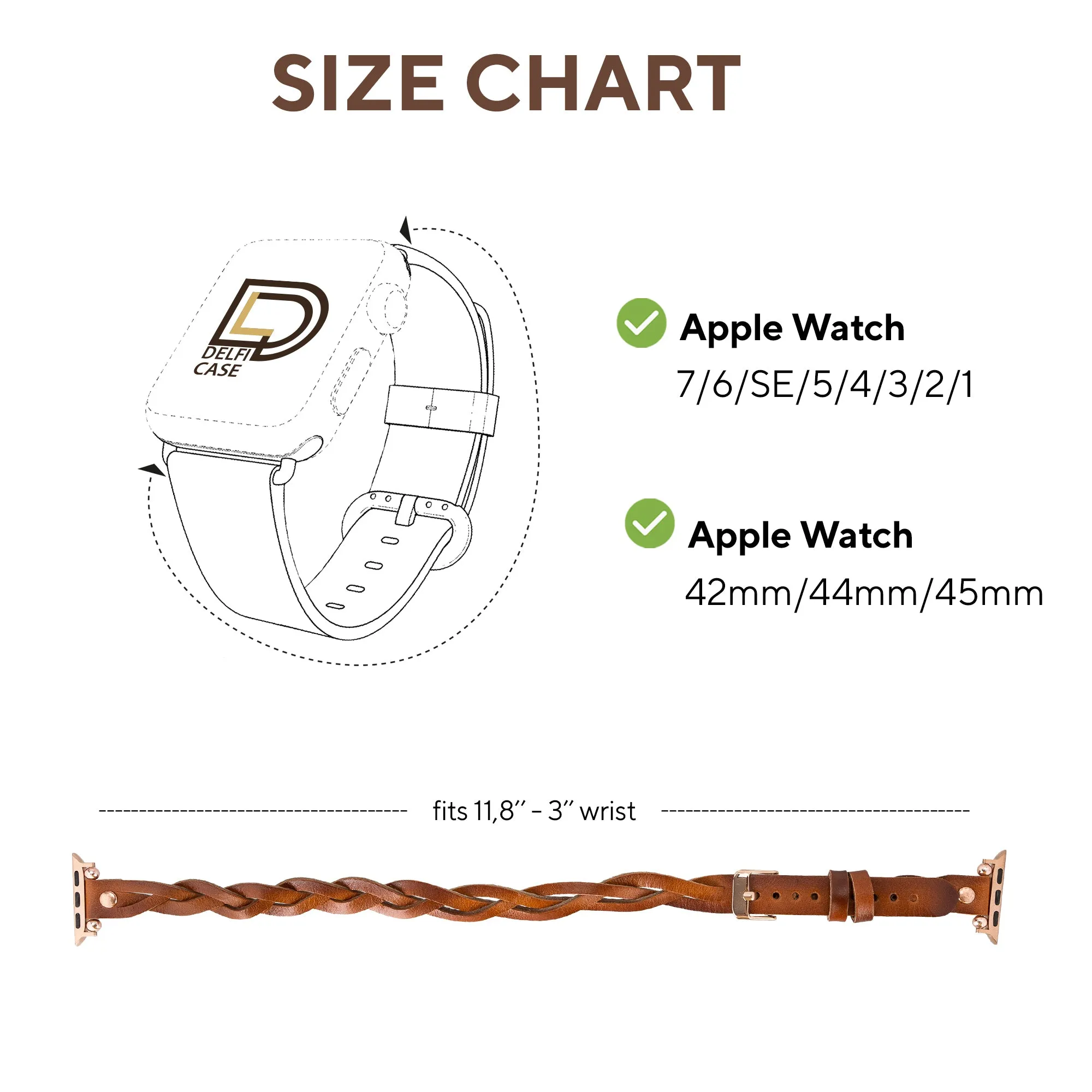 DelfiCase Sheffield Double Tour Watch Band for Apple & Fitbit/Sense