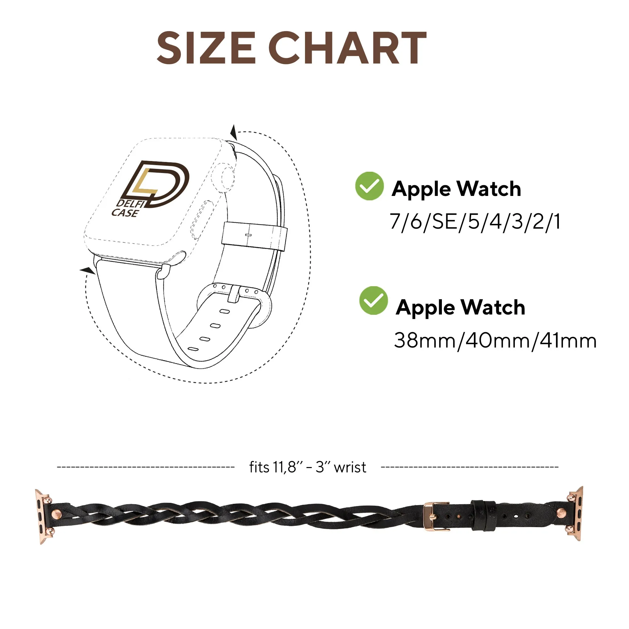 DelfiCase Sheffield Double Tour Watch Band for Apple & Fitbit/Sense