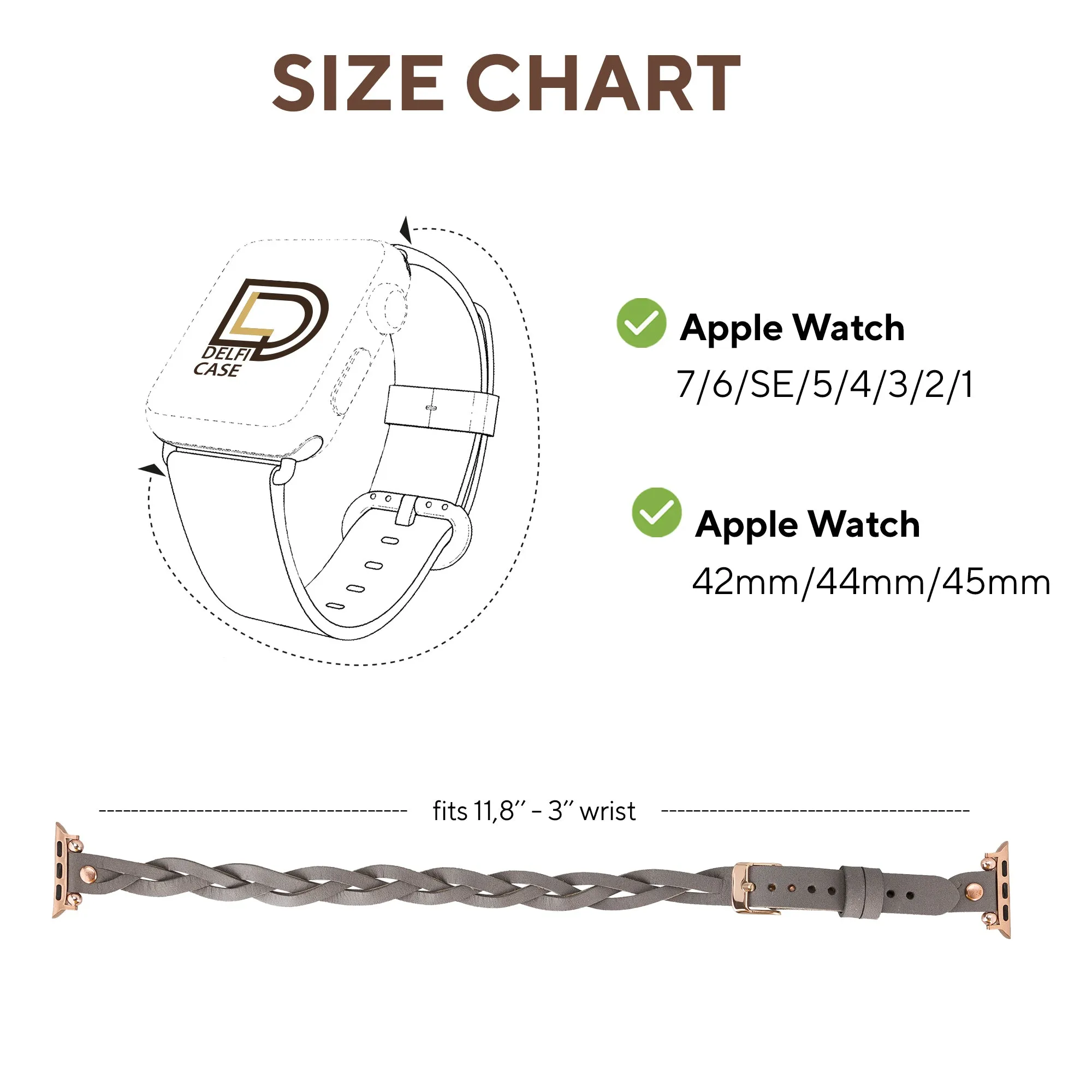 DelfiCase Sheffield Double Tour Watch Band for Apple & Fitbit/Sense