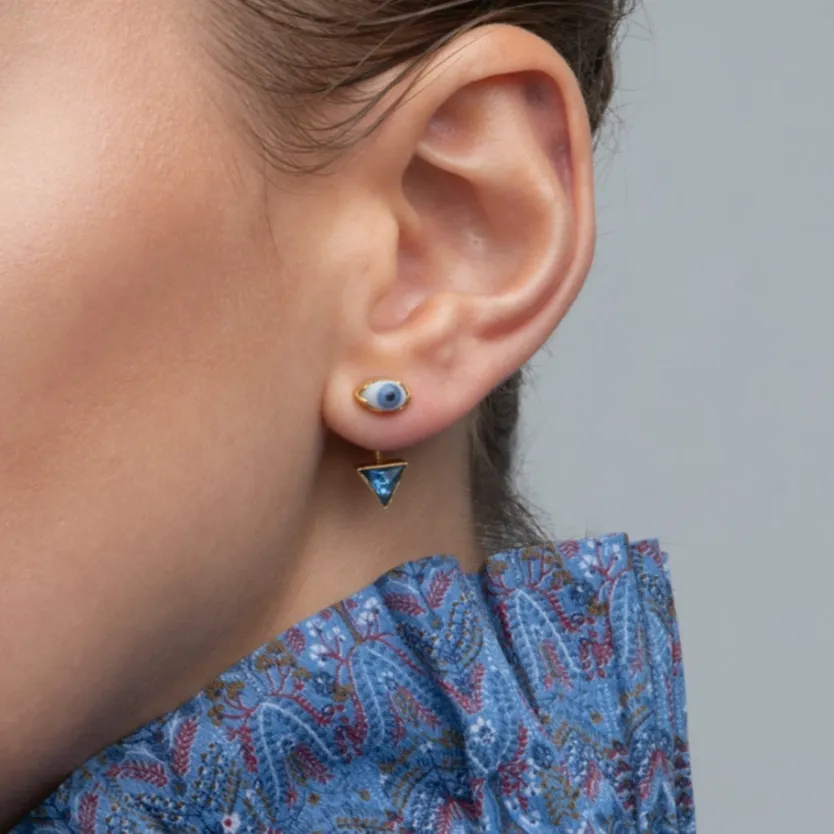 Detachable Drop Earrings, Blue