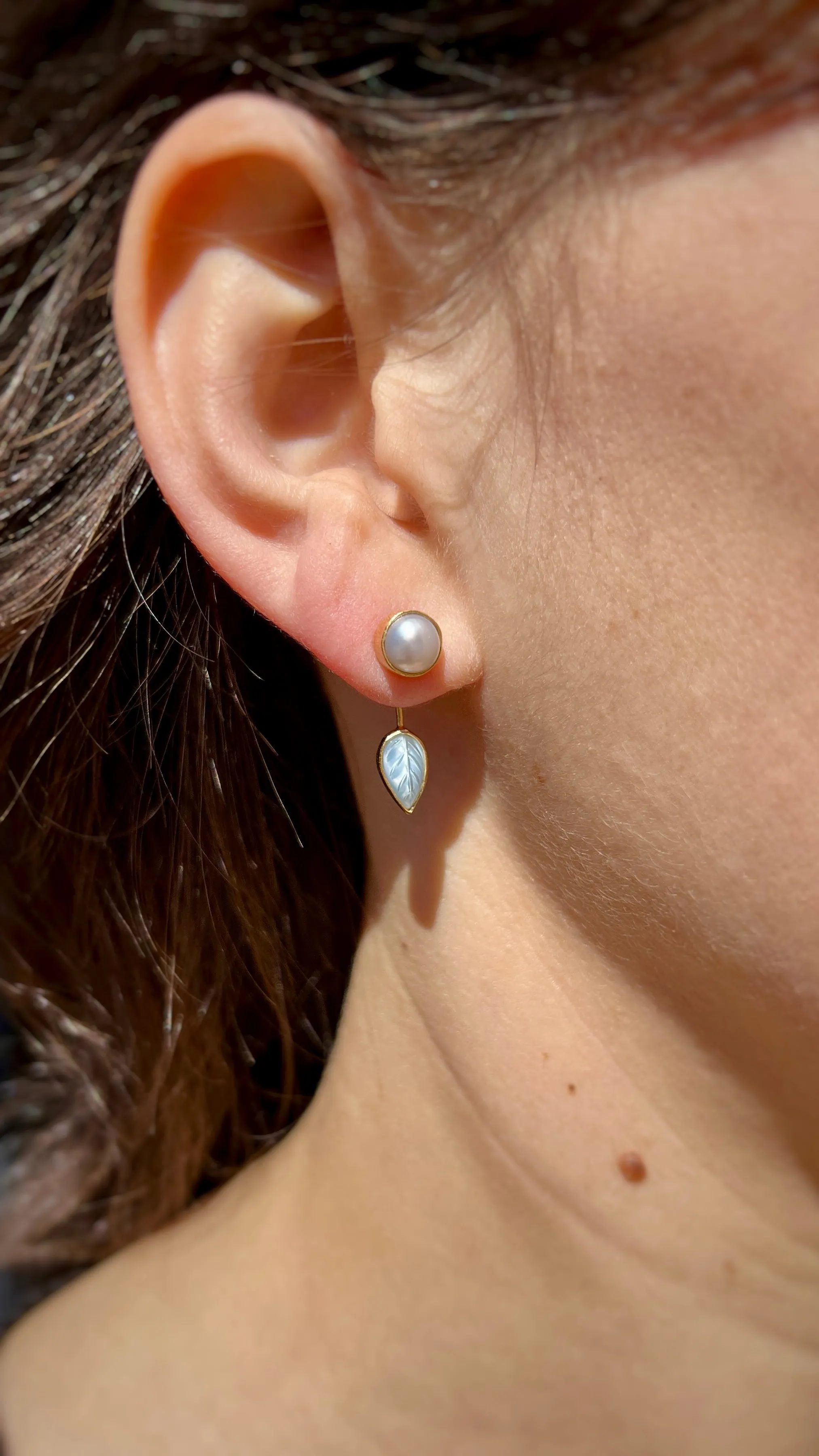 Detachable Drop Earrings, White and Blue