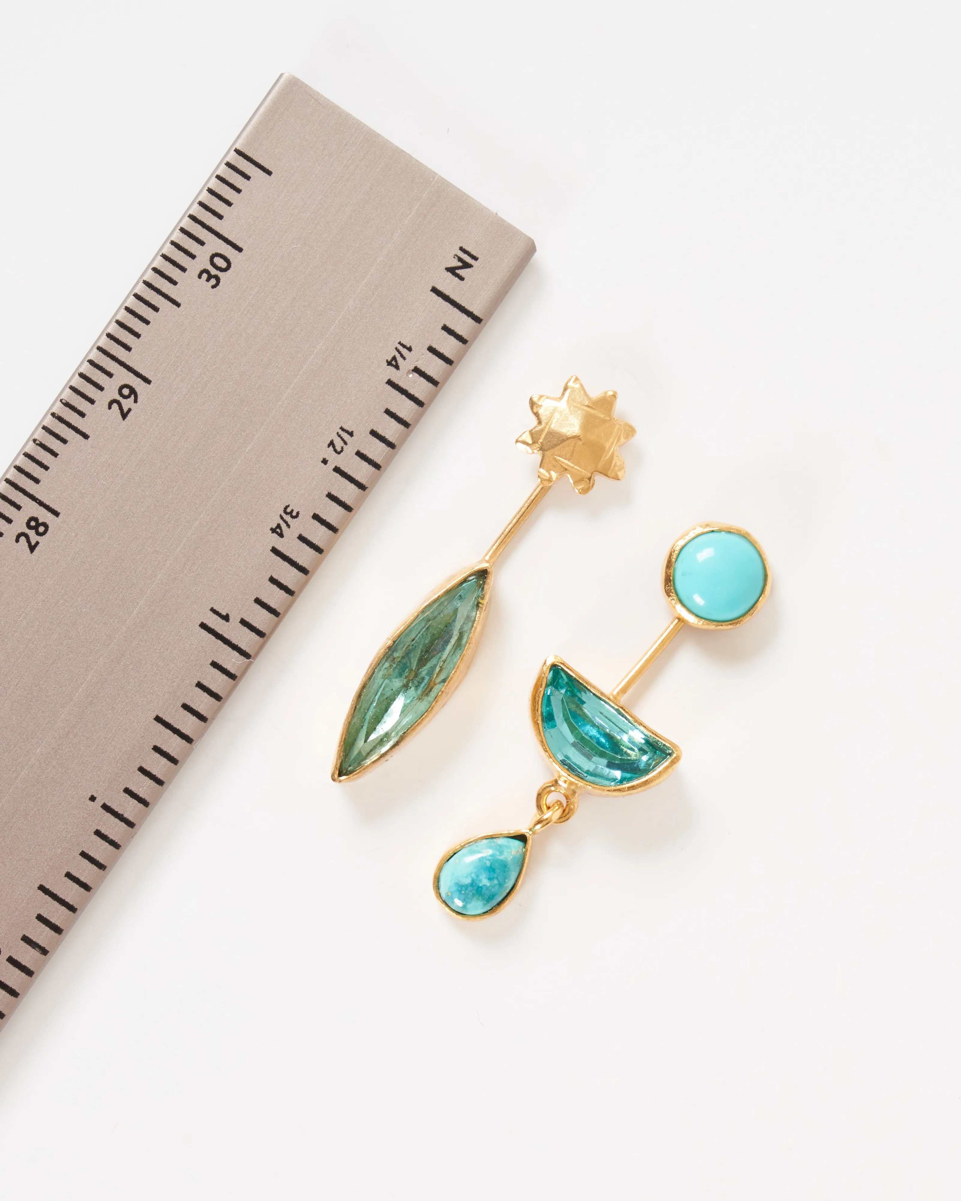 detachable victorian drop earrings - turquoise