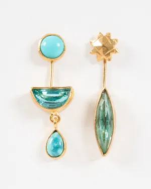 detachable victorian drop earrings - turquoise
