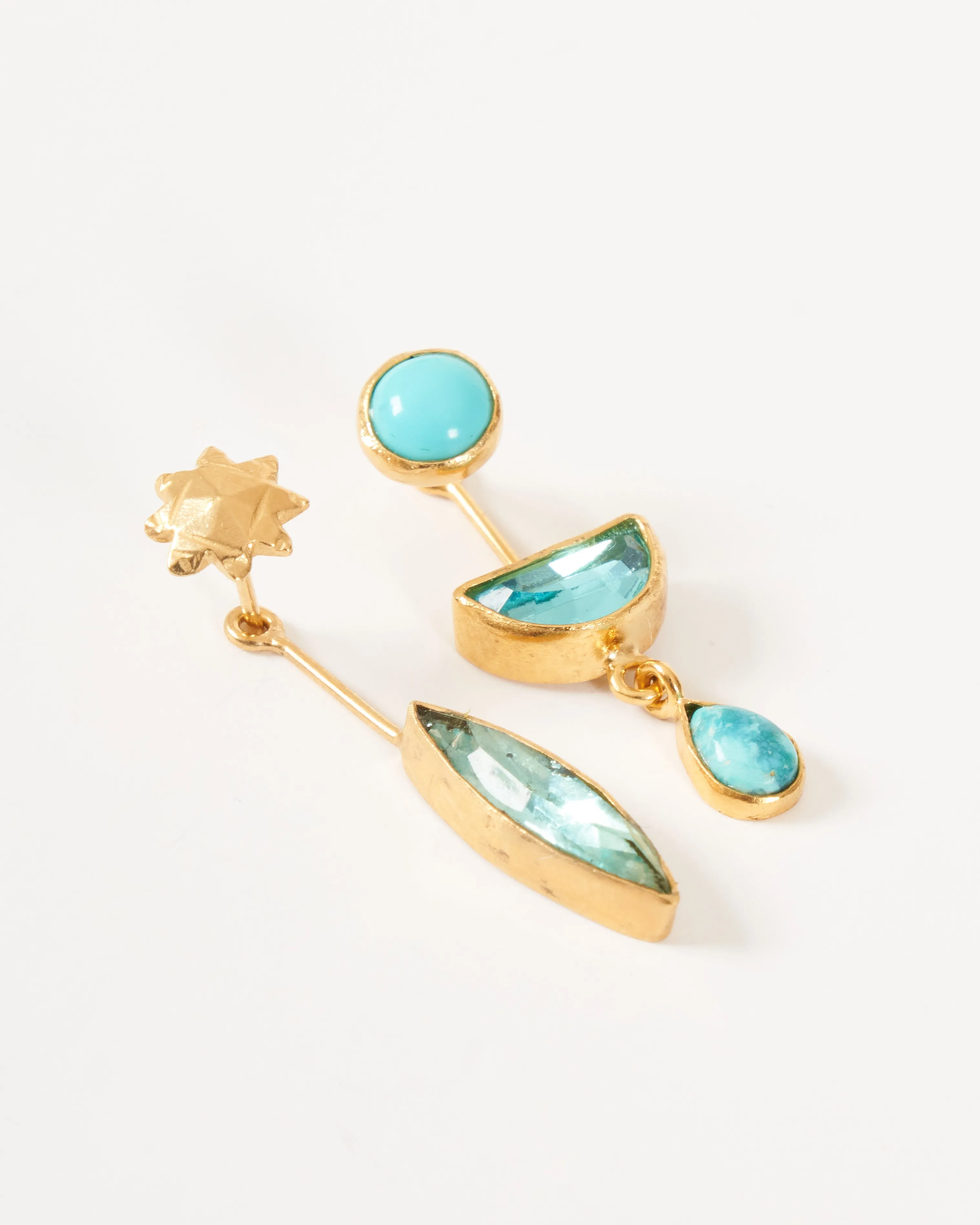 detachable victorian drop earrings - turquoise