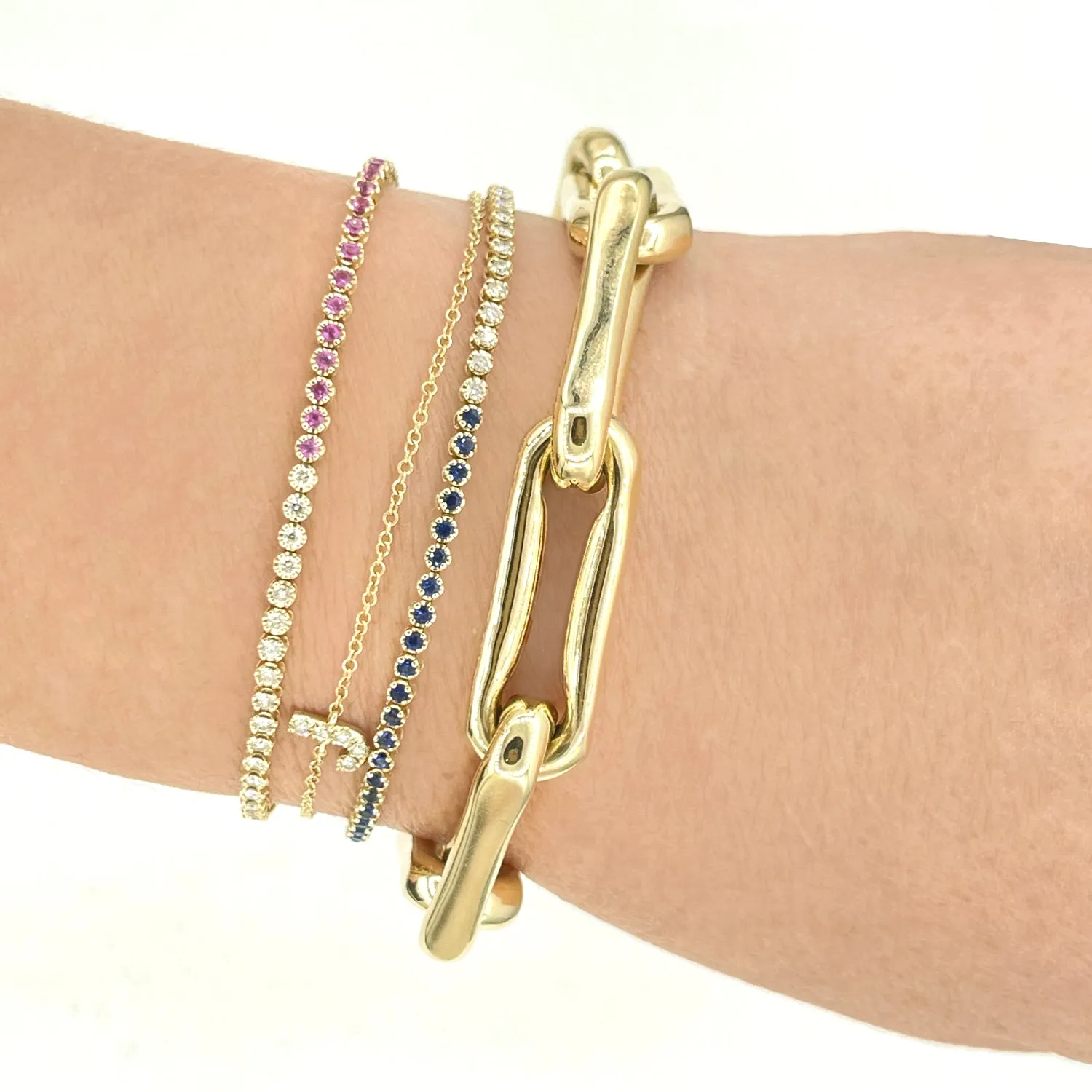 Diamond & Blue Sapphire Tennis Bracelet