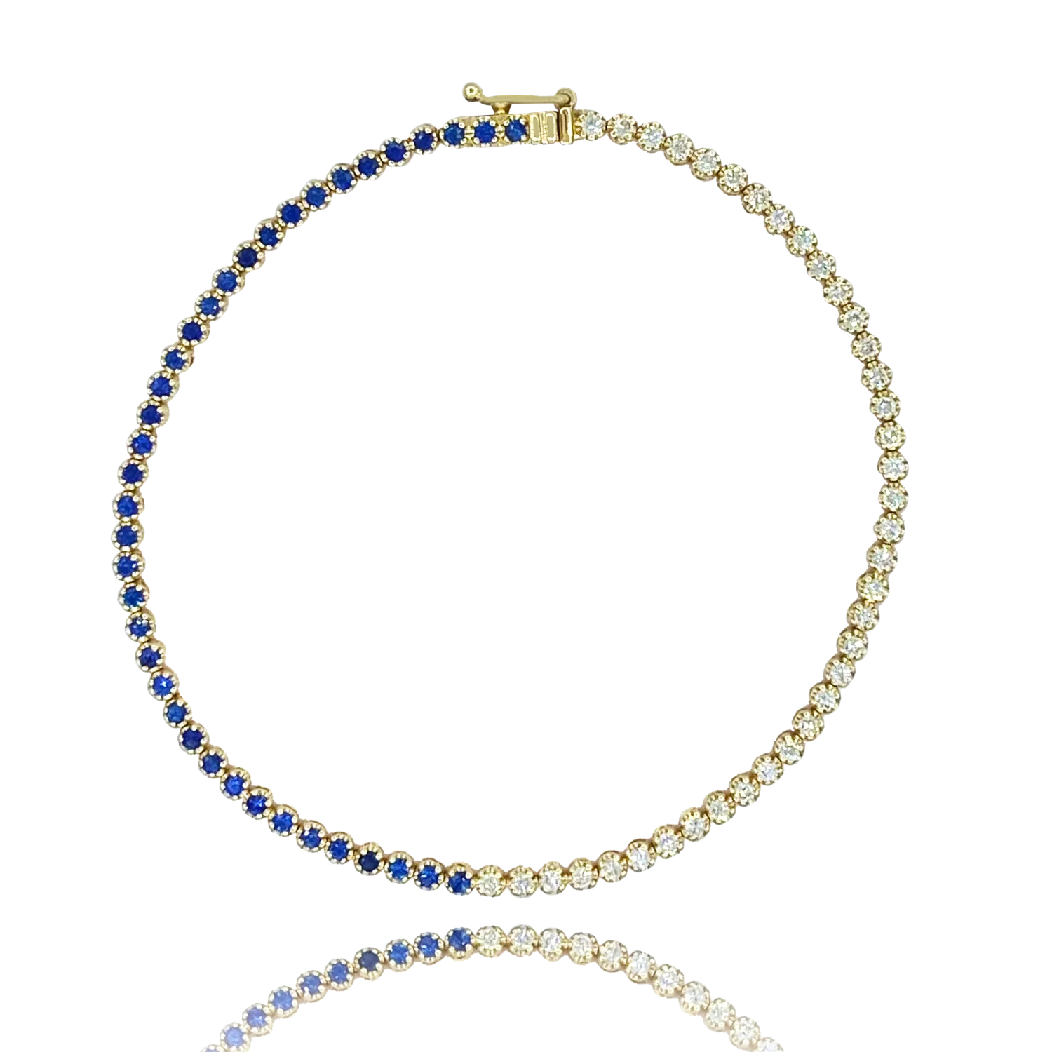 Diamond & Blue Sapphire Tennis Bracelet