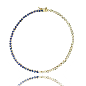 Diamond & Blue Sapphire Tennis Bracelet