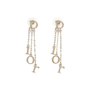 Dior Silver Logo Rhinestone Earrings