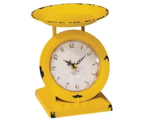 Distressed short yellow old town scale clock