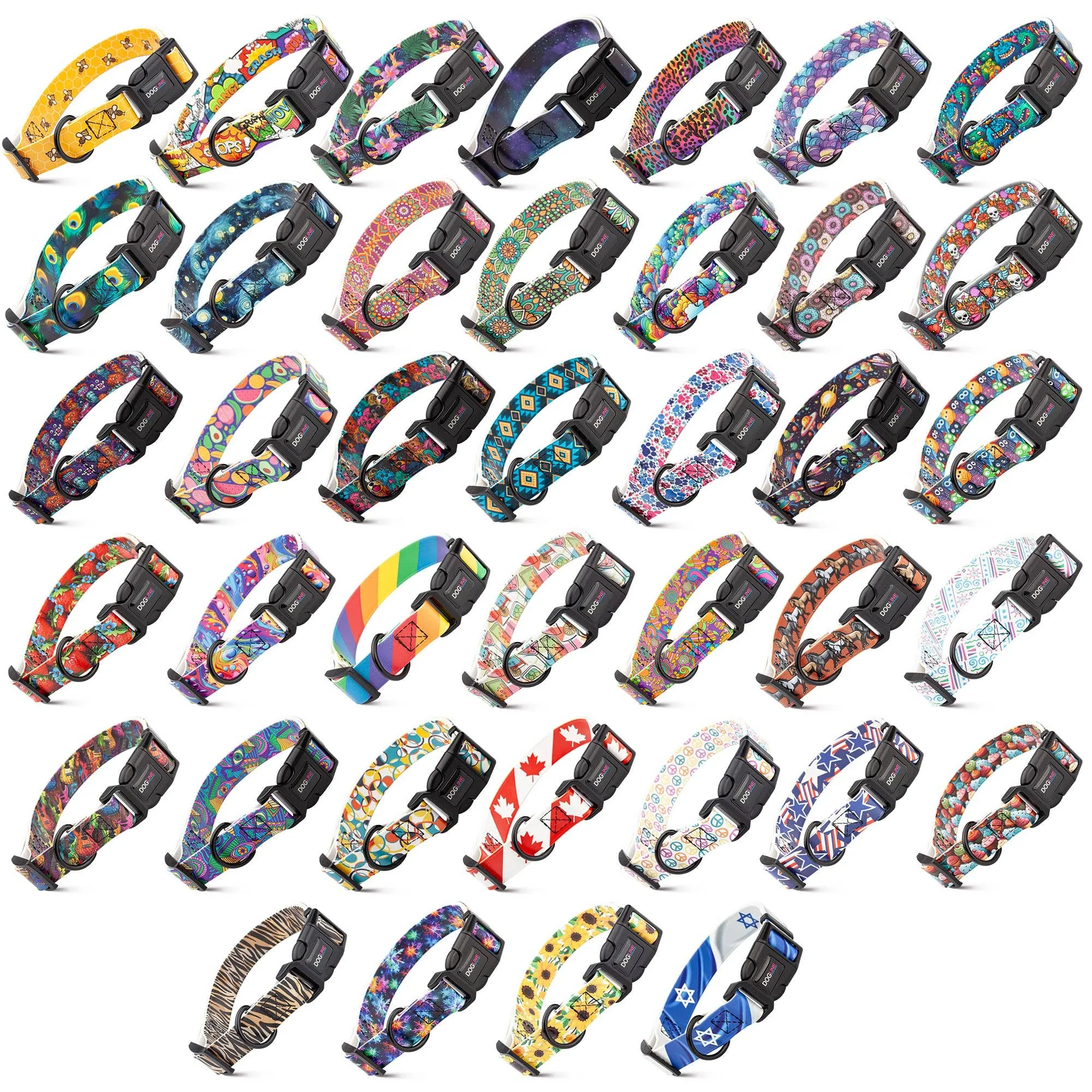 Dogline Biothane Printed Dog Collar with Quick Release Buckle