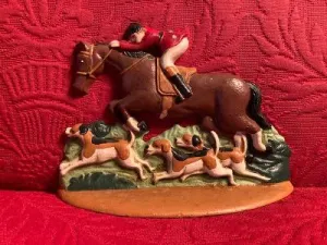 Door Stop Mounted Fox Hunter and Hounds