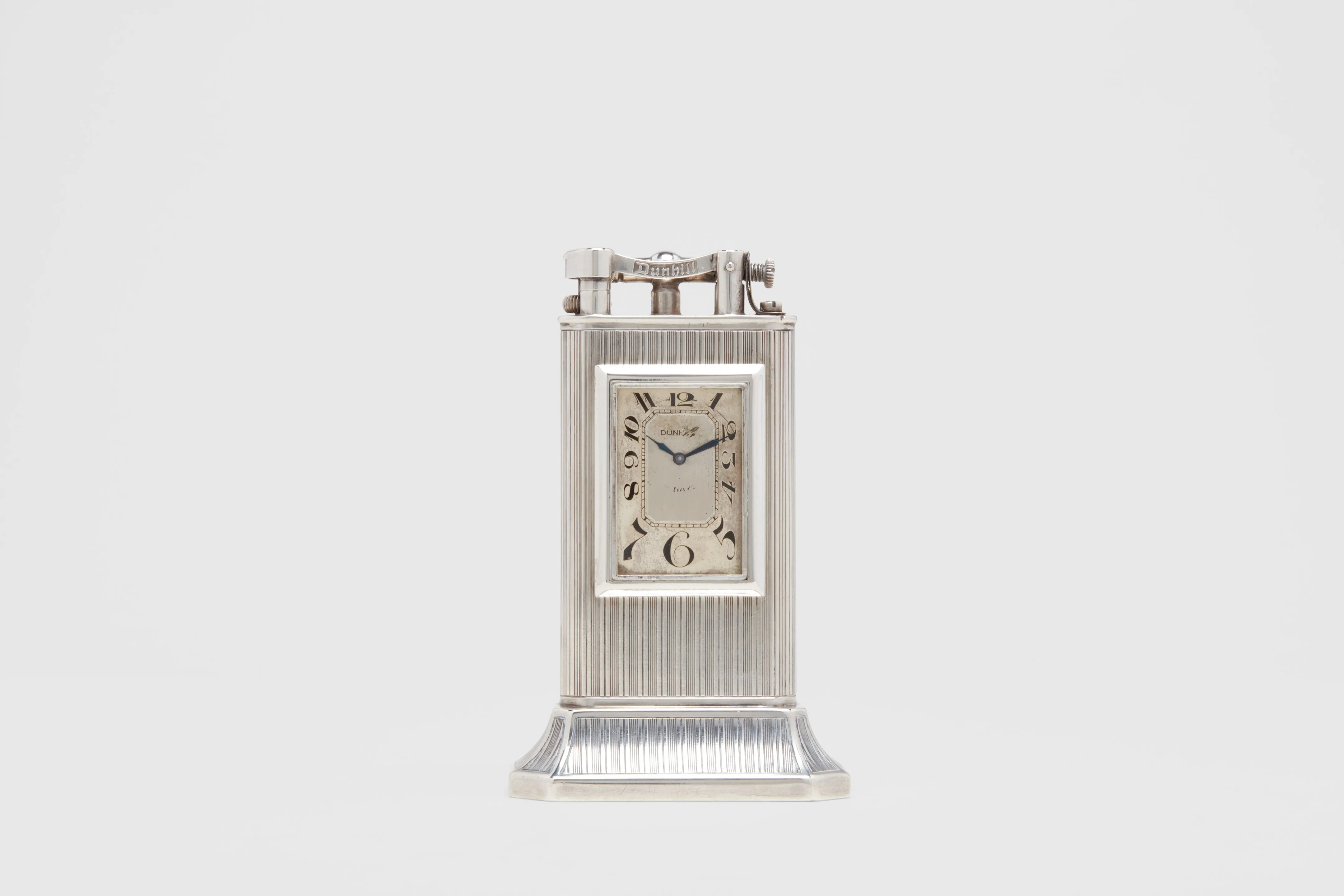 Dunhill Striped Sterling 'Club' Clock on Base