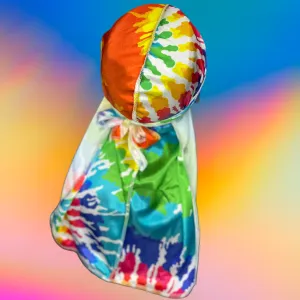 DUtheRAGthing "Rainbow Tie Dye" Graphic Silky Durags