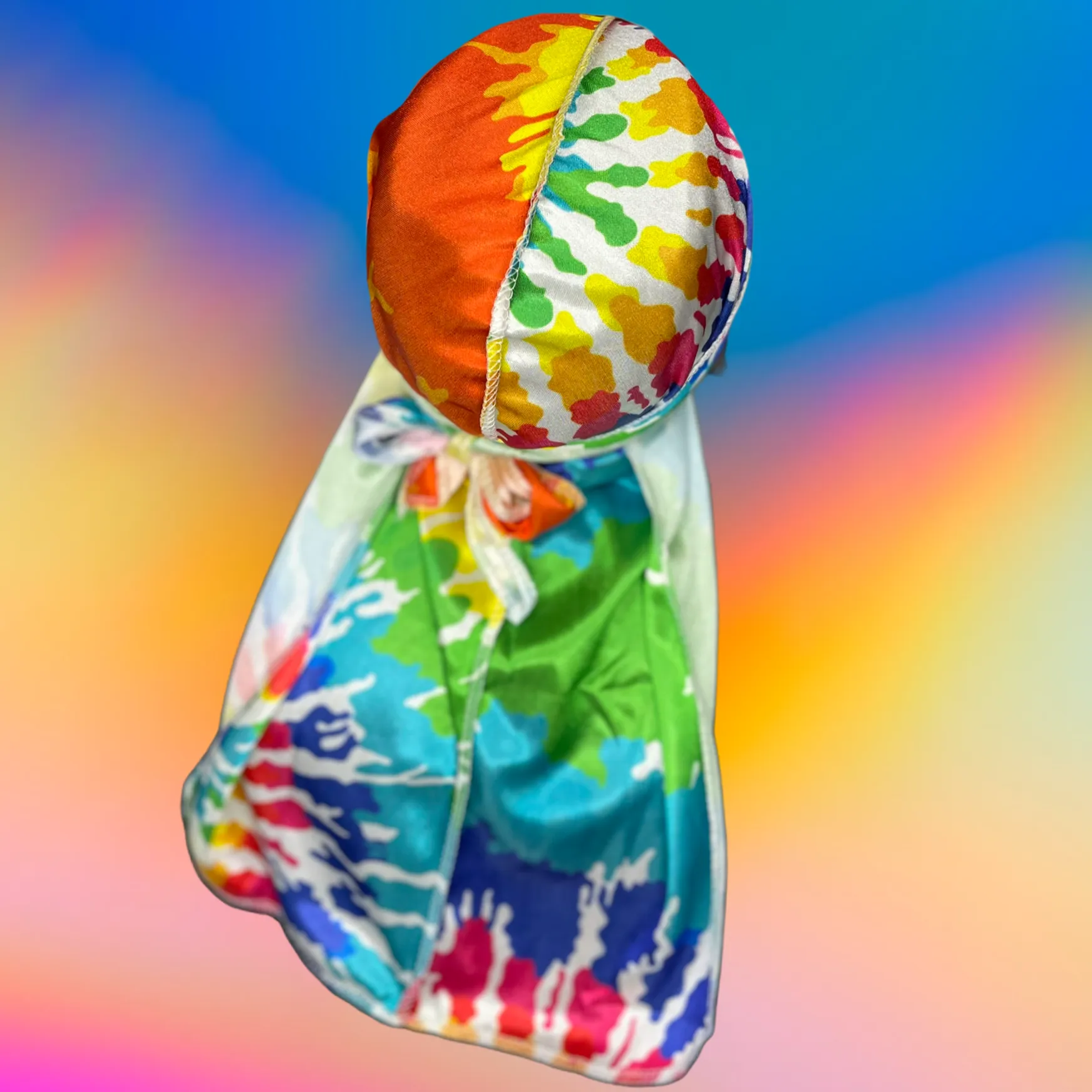 DUtheRAGthing "Rainbow Tie Dye" Graphic Silky Durags