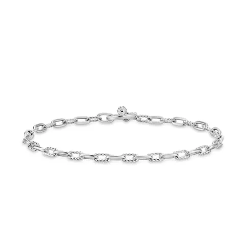 DY Madison Toggle Chain Bracelet in Sterling Silver with Diamonds, Size Small